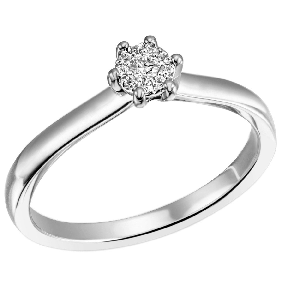Reflexion Diamonds Diamantring in 585er Weißgold, Illusionsfassung 0,08ct SI, Weißgoldring mit Illusionsfassung 0,08ct