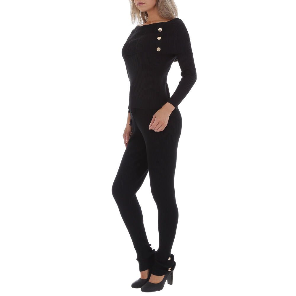 Ital-Design Jumpsuit Damen Freizeit Stretch Zweiteiler in Schwarz günstig online kaufen