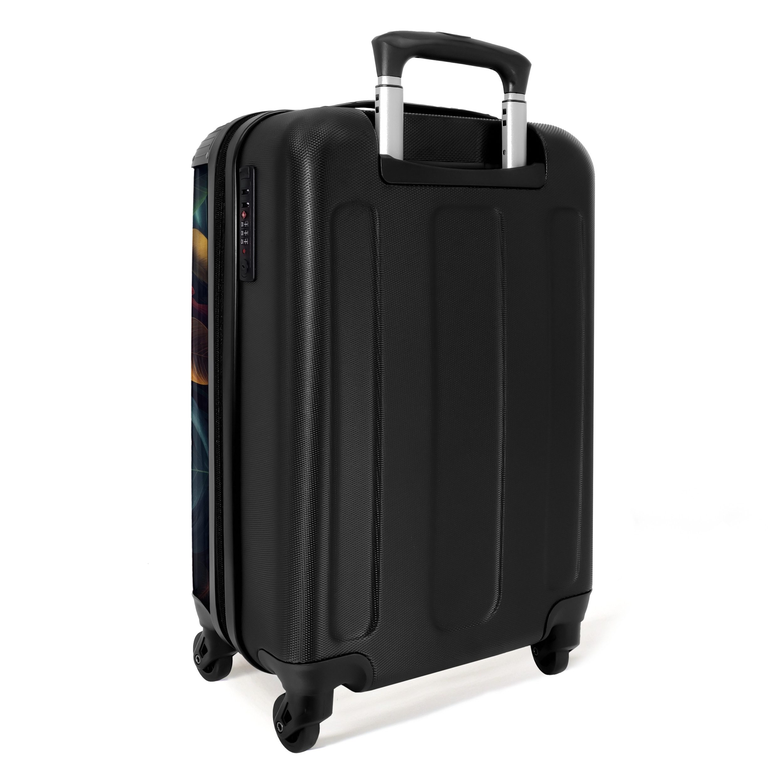 NoBoringSuitcases.com© Hartschalen-Trolley Löwe mit Blumenkrone im Dschungel 55x35x20cm, Reisetasche mit Rollen, Koffer Handgepäck Flugzeug – Bild 3 von 5