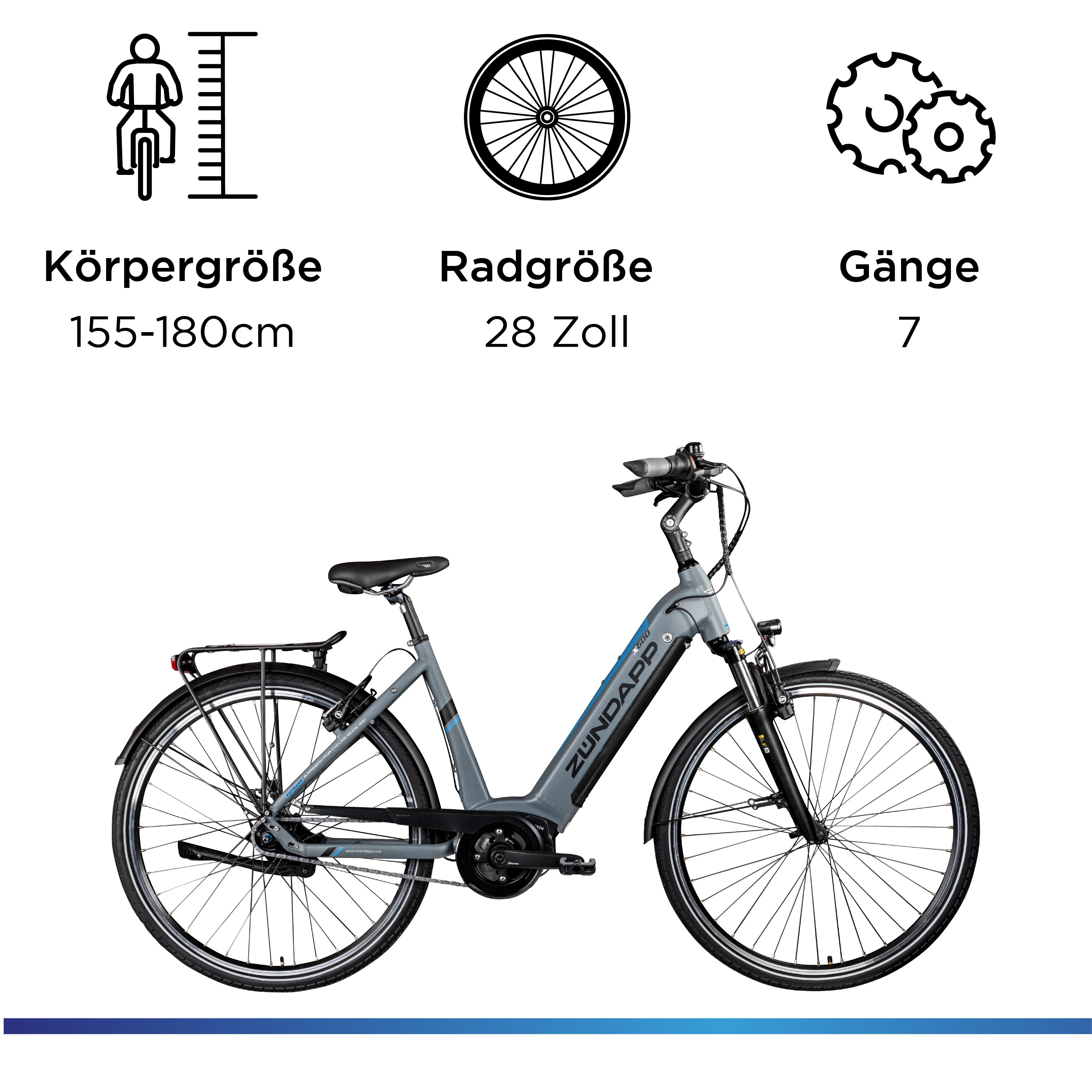 Zündapp E-Bike Cityrad X600 - Bosch Mittelmotor, 7 Gang Shimano Nexus Schaltwerk, Nabenschaltung, Mittelmotor, 400 Wh, Pedelec, Elektrofahrrad für Damen u. Herren