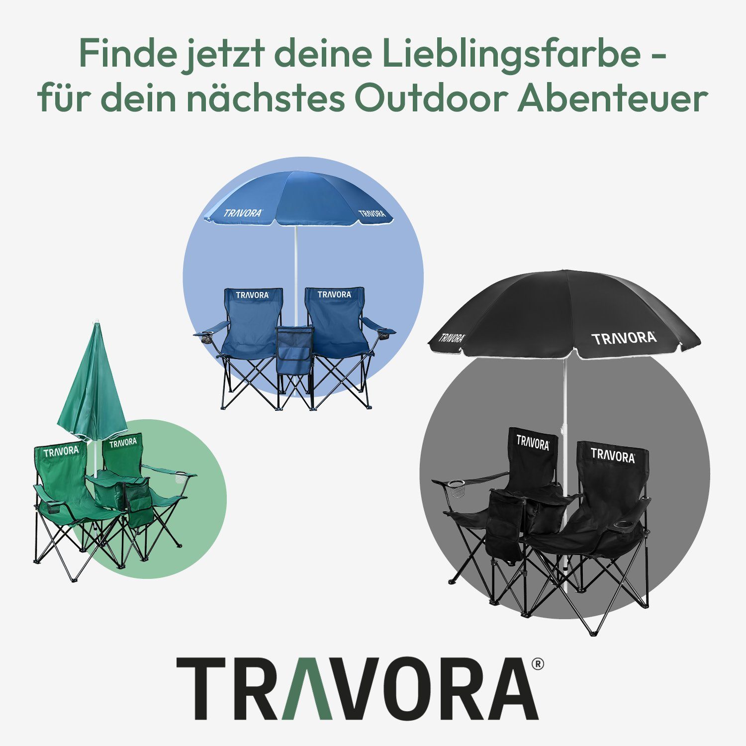 Sonnenschirm Anglerstuhl mit Blau 2er Partner und Campingstuhl Kühlfach MOVAN Campingstuhl