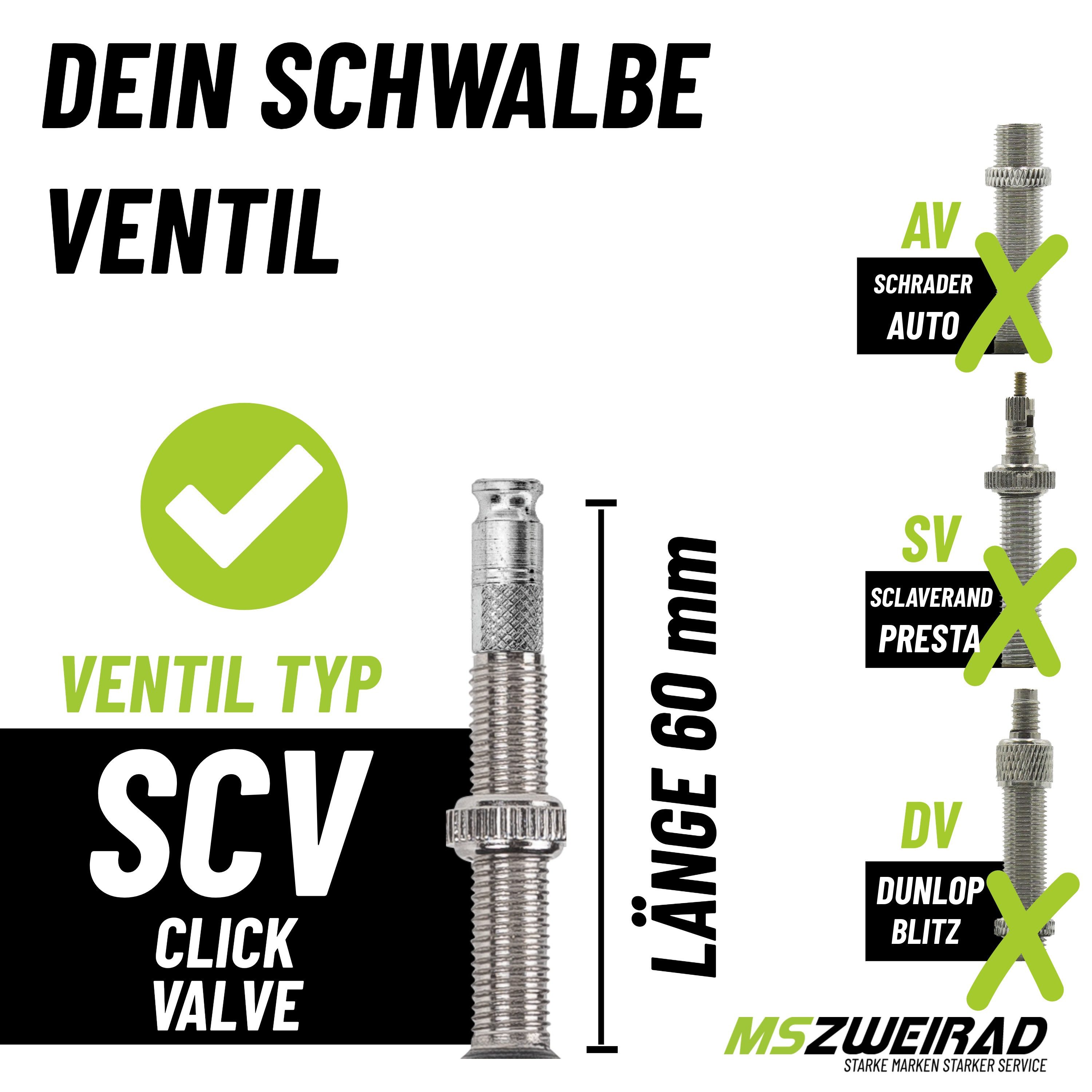 MSZweirad Fahrradschlauch 2er Set Schwalbe Schlauch SCV17 28/47-622/635 40mm + Reifenheber