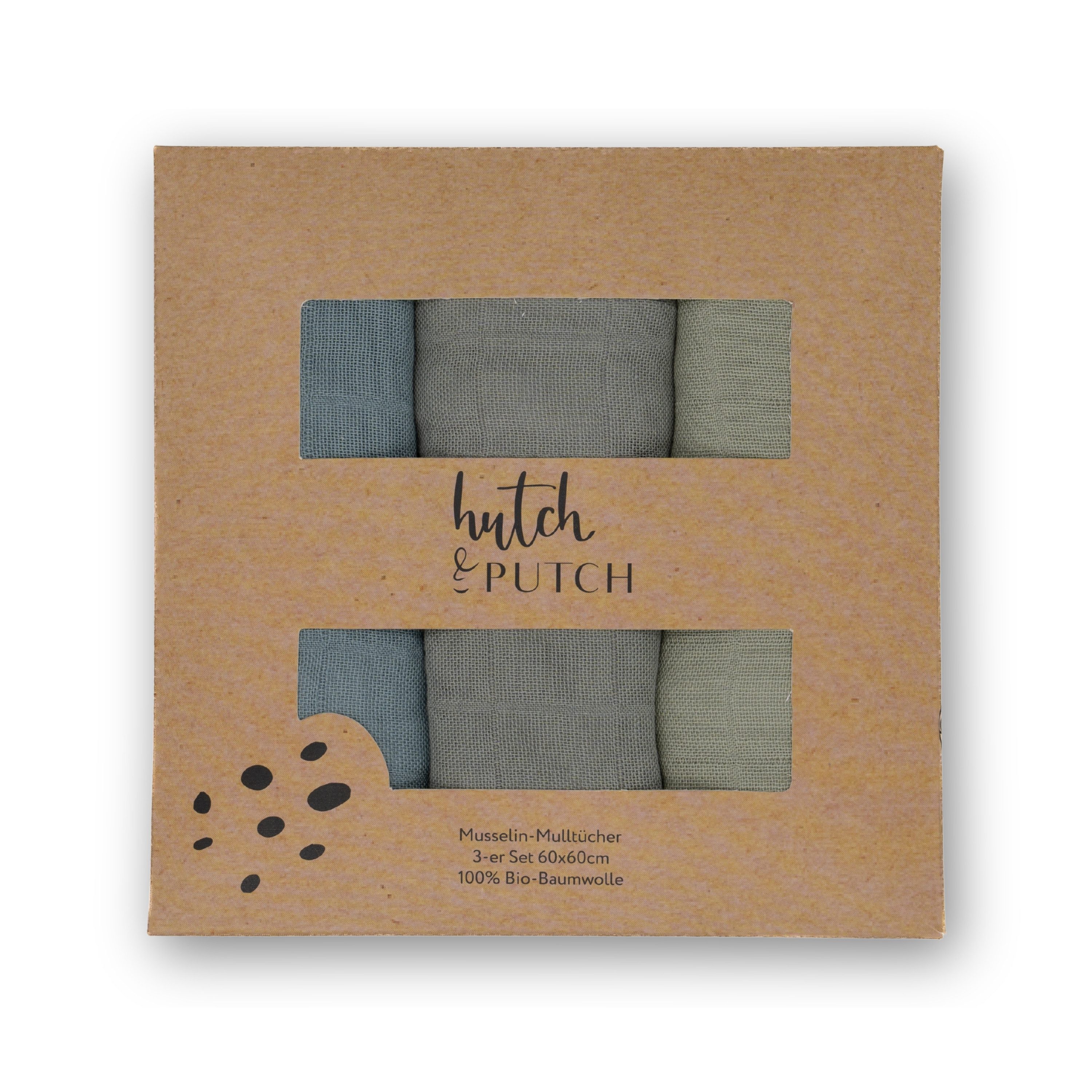 hutch&putch Spucktuch 3er-Set Mulltuch 60x60 cm einfarbig - 100% Bio-Baumwolle - Zur Geburt, (3er Set, 3-tlg), Erstausstattung - Schnuffeltuch Spucktuch Mullwindel Kuscheltuch