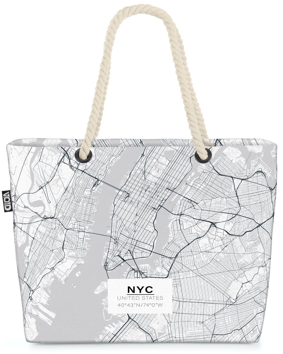 VOID Strandtasche (1-tlg), New York Karte Beach Bag USA Amerika Flagge NYPD Hochhäuser Skyline Reise
