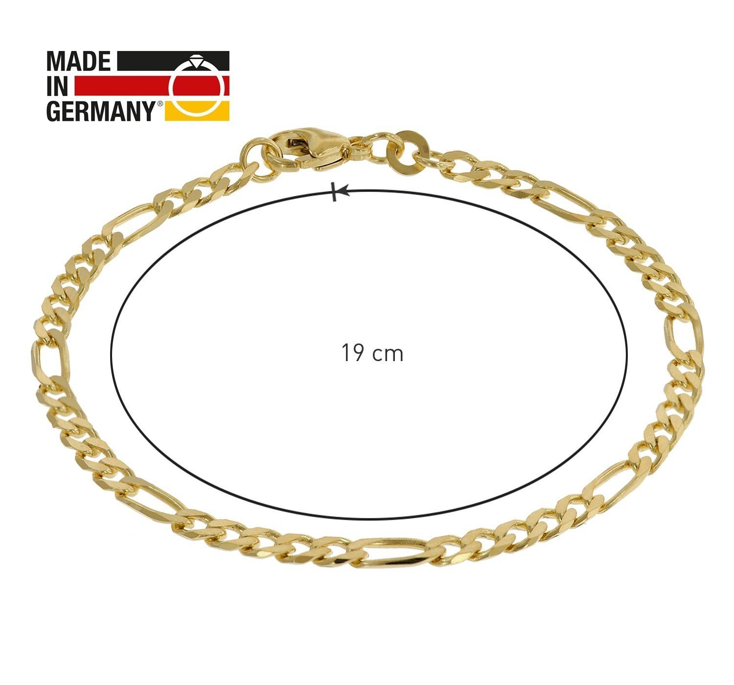 Länge trendor Gold 19 333/8K cm Figaro-Kette Gliederarmband