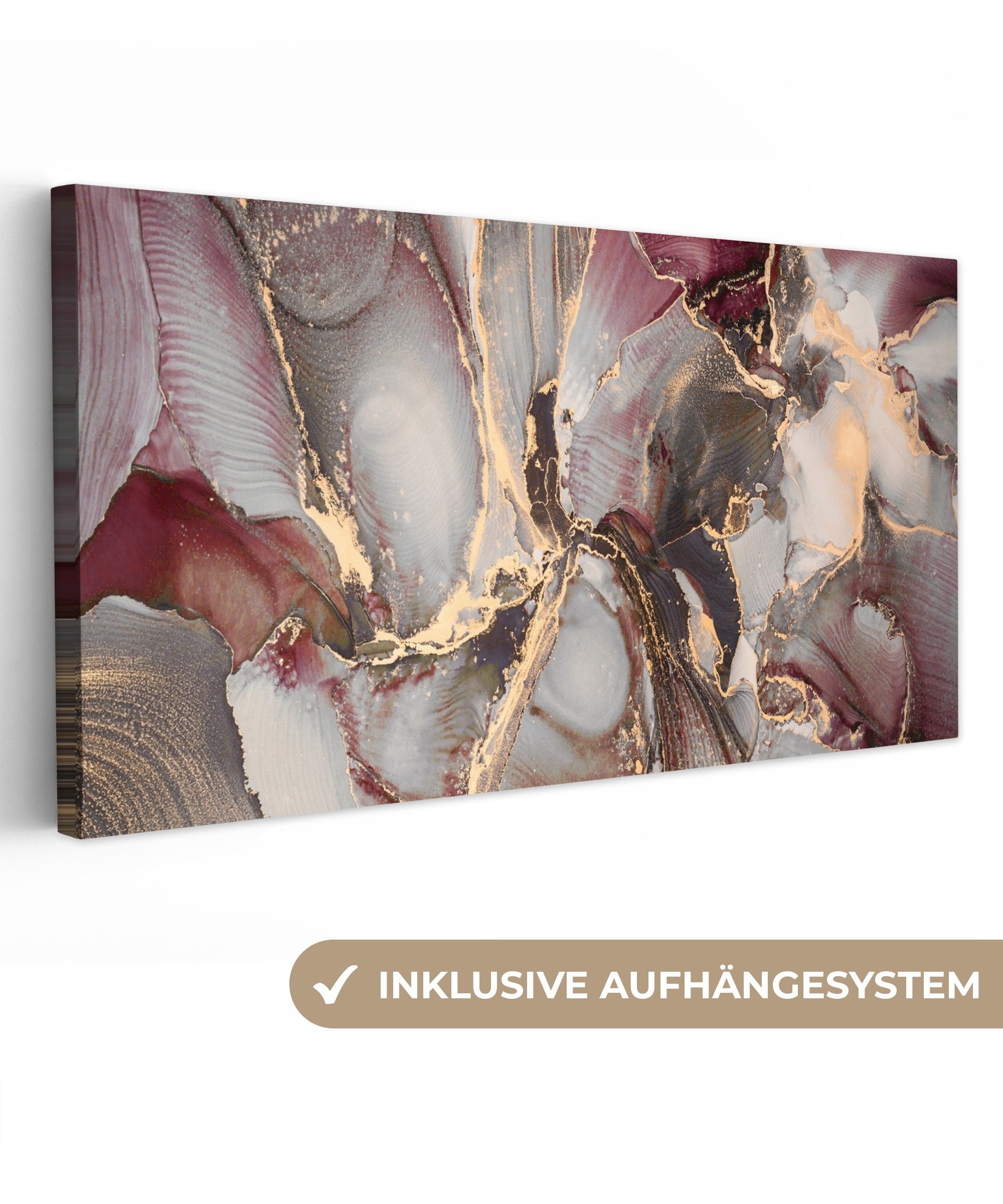 OneMillionCanvasses® Leinwandbild Panorama Gold - Marmor günstig online kaufen