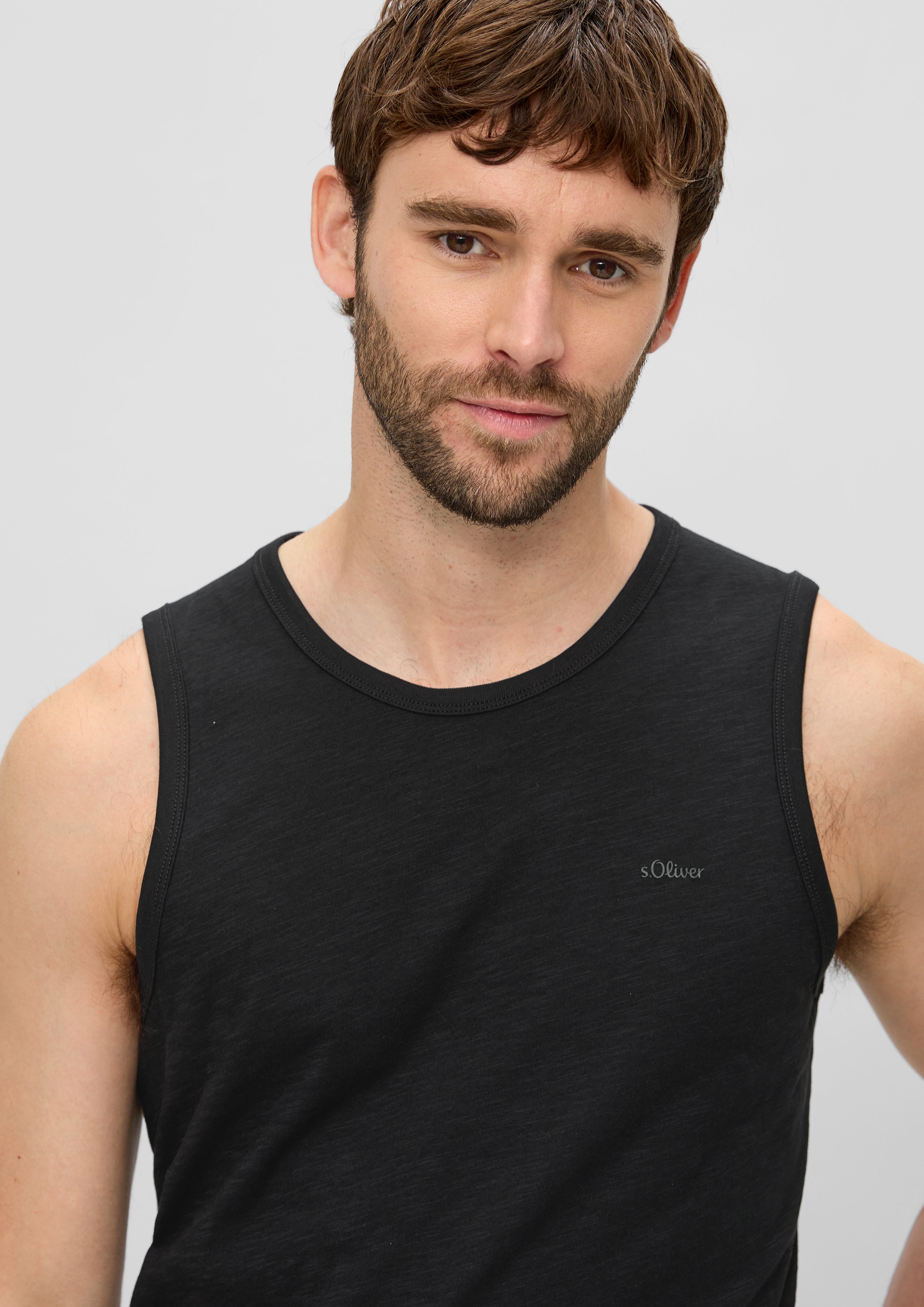 s.Oliver Shirttop Baumwoll-Tanktop mit Flammgarnstruktur Artwork günstig online kaufen