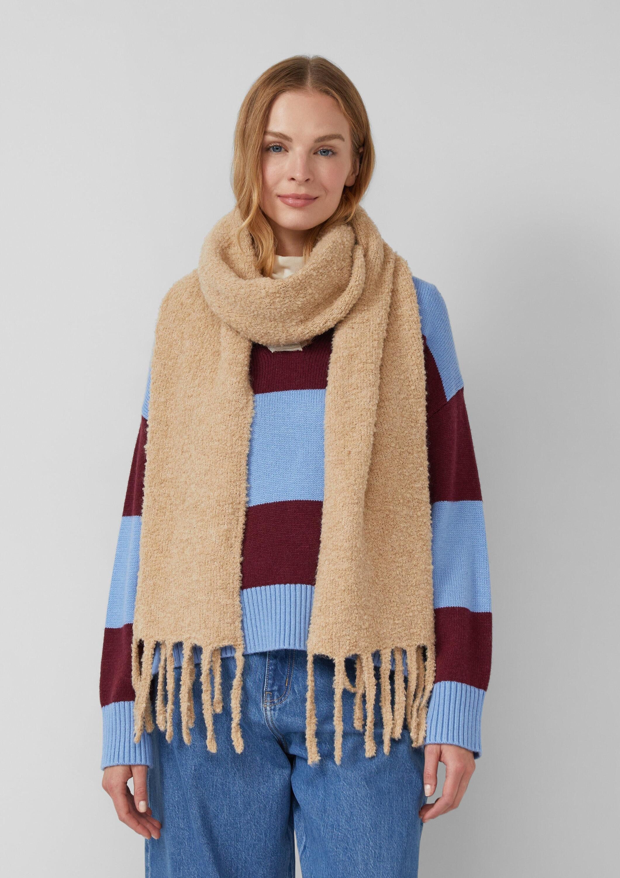 s.Oliver Schal Tuch, Schal in Bouclé-Optik mit Fransen günstig online kaufen