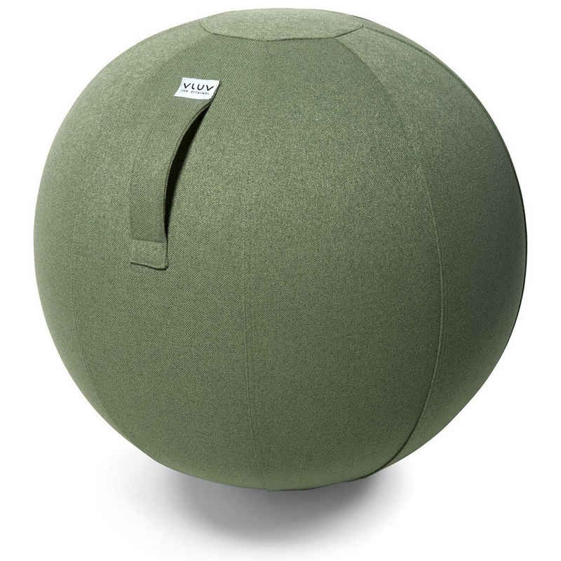 VLUV Sitzball BOL SOVA Stoff Sitzball 60-65cm, ergonomisches Sitzmöbel, atmungsaktiv und langlebig, mit Tragegriff und Bodenring, inkl. Handpumpe, Farbe: Pesto (grün)