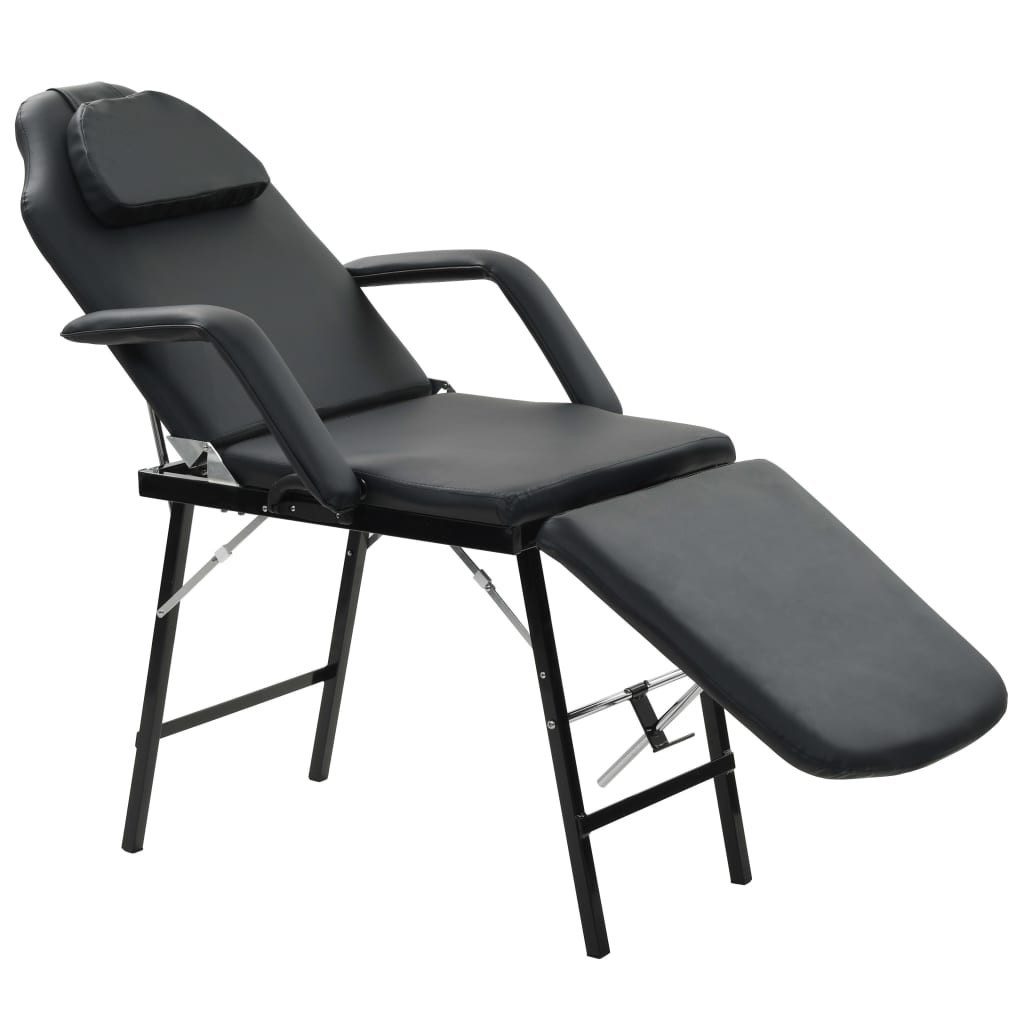 vidaXL Stuhl, Gesichtsbehandlungsstuhl Tragbar Kunstleder 185x78x76cm Schwarz