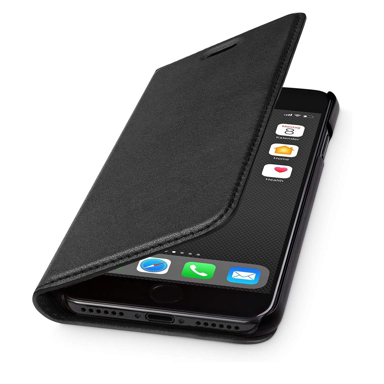 wiiuka Handyhülle suiit Hülle für iPhone 7 / 8 / SE 2022 / 2020, Klapphülle Handgefertigt - Deutsches Leder, Premium Case