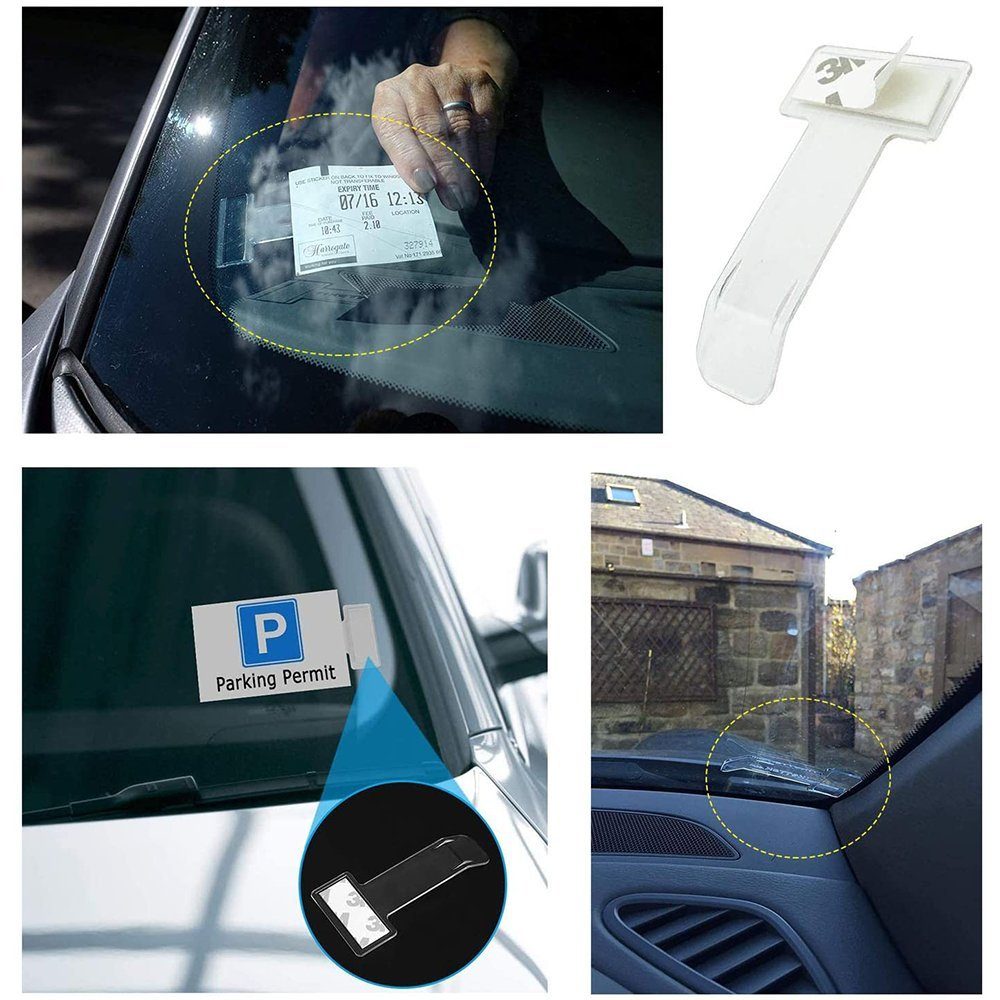 TAFACE 8 Stück Transparenter Auto-Tickethalter, Parktickethalter,  Kartenhalter Mit Kleber, Transparenter  Auto-Windschutzscheiben-Tickethalter