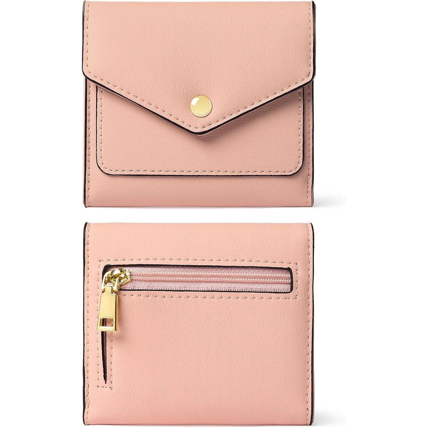 LuxusKollektion Mini Geldbörse Geldbeutel Damen klein RFID Schutz Kunstleder Zipper Münzfach D03-rosa