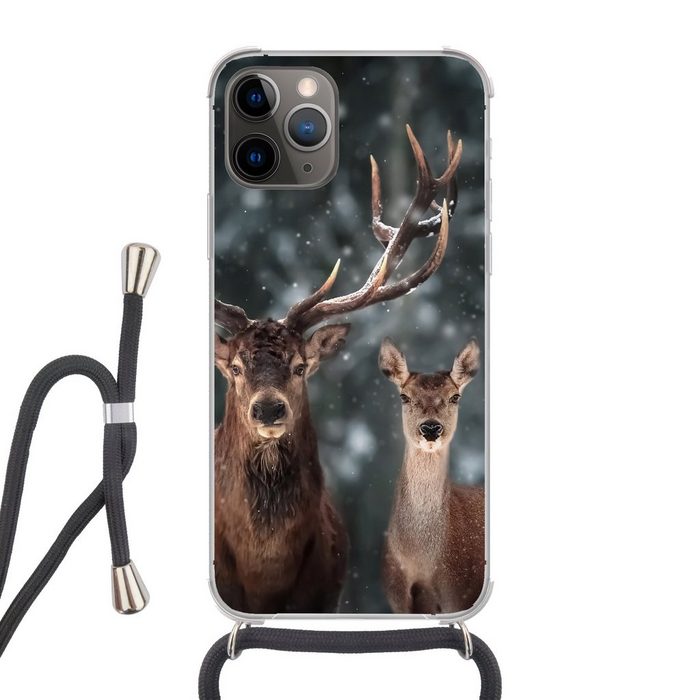 MuchoWow Handyhülle Hirsche - Tiere - Winter - Geweih - Schnee - Natur Handyhülle Telefonhülle Apple iPhone 12 Pro Max