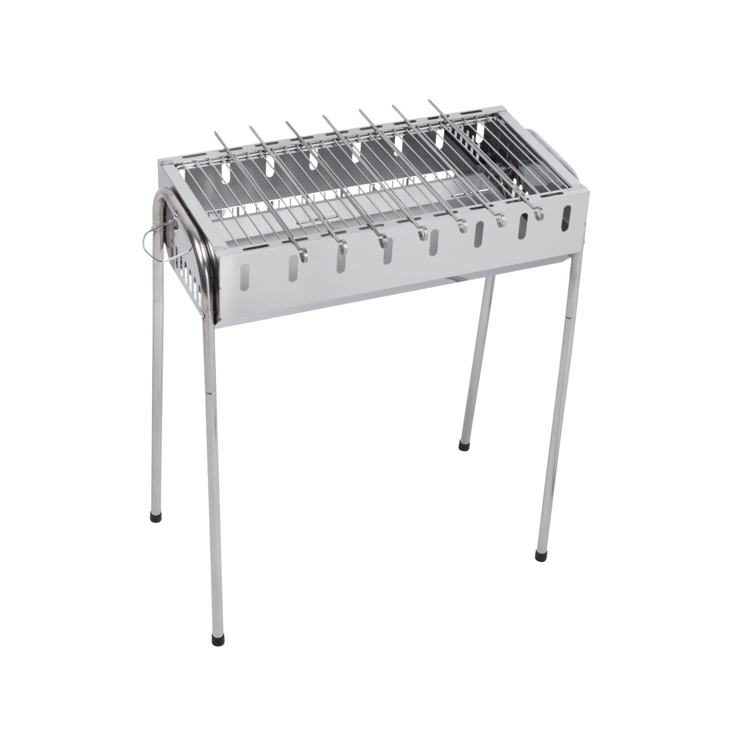 GLÜHZONE Holzkohlegrill SG 300, Schaschlikgrill, Holzkohle, Edelstahl inkl. 8 Grillspieße