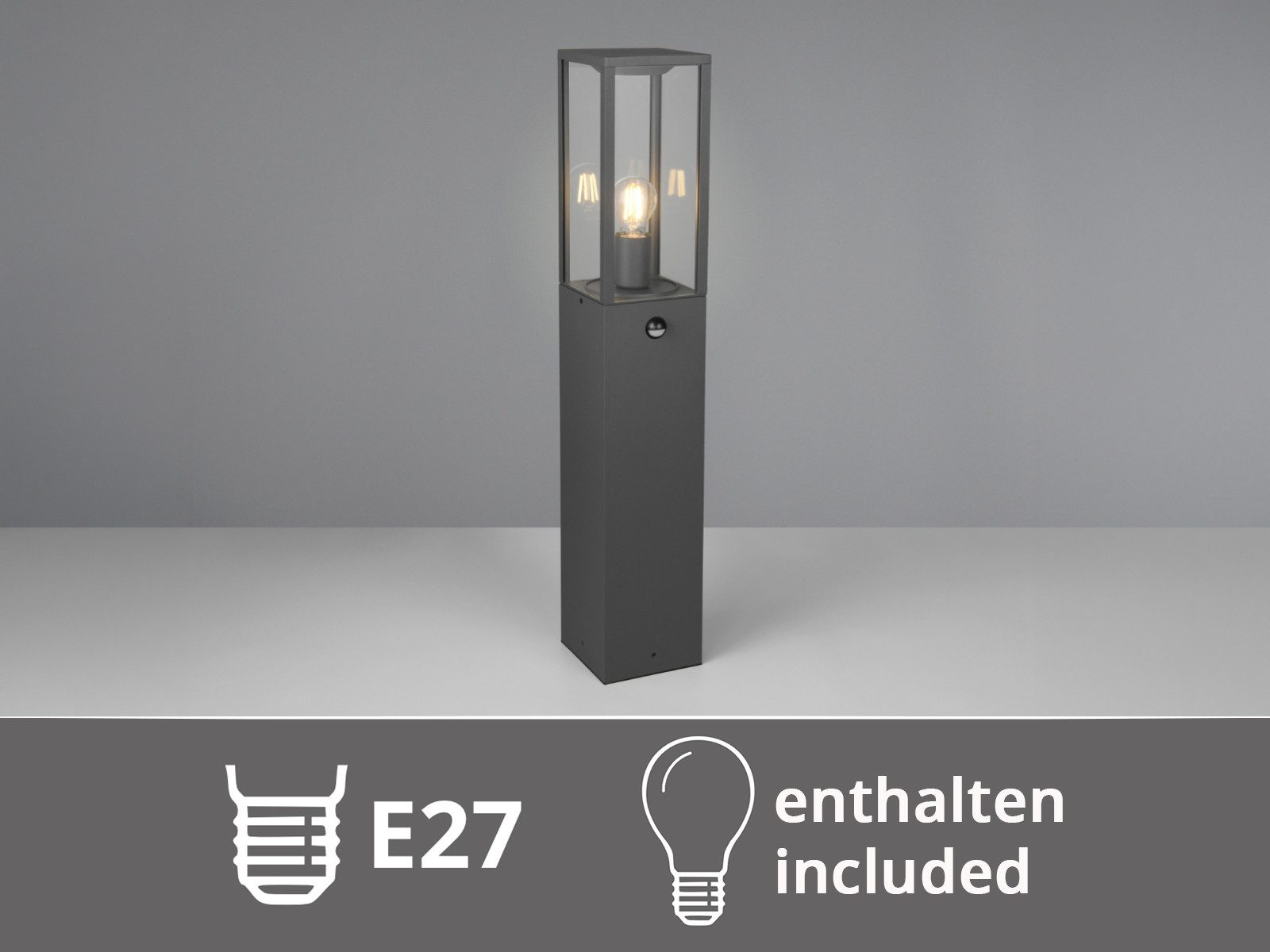TRIO Leuchten LED Pollerleuchte mit Bewegungsmelder, Anthrazit Höhe 80cm, Bewegungssensor, LED wechselbar, Warmweiß, Garten-Laterne zur Wegbeleuchtung, Außen Ga – Bild 5 von 5