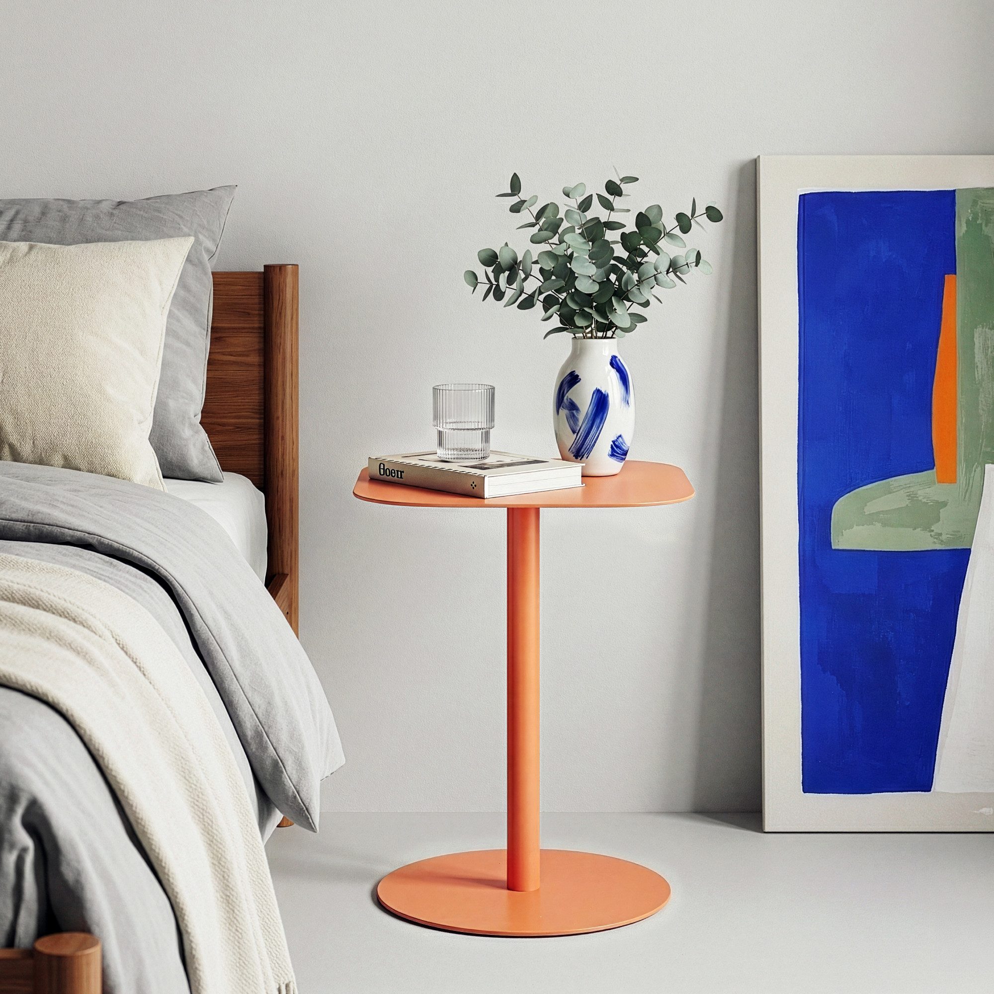 en.casa Beistelltisch, »Nastätten« Balkontisch aus Metall 50 x 40 x 40 cm Orange