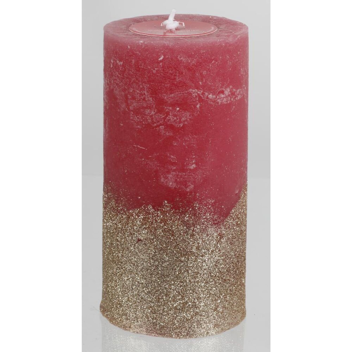 Stumpenkerze Stumpenkerze mit Glitzer 14x7cm Weihnachtskerze