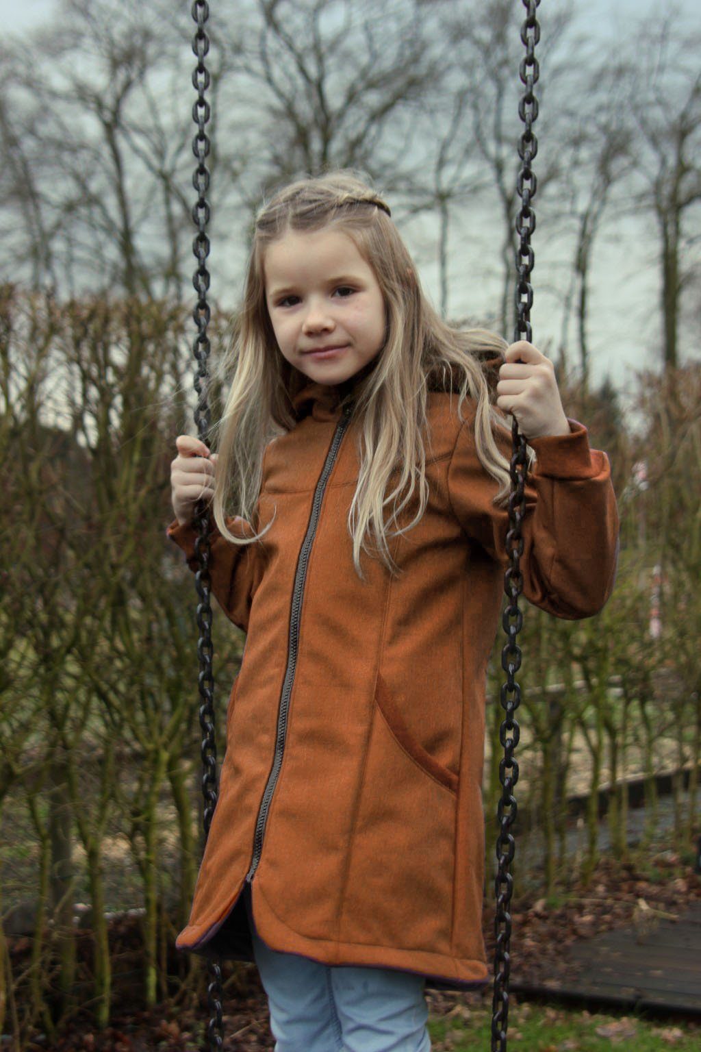 Thumbnail - larissastoffe Stoff Softshell uni meliert, Swafing NANO Fleece terrakotta, Meterware, 50 cm x 140 cm