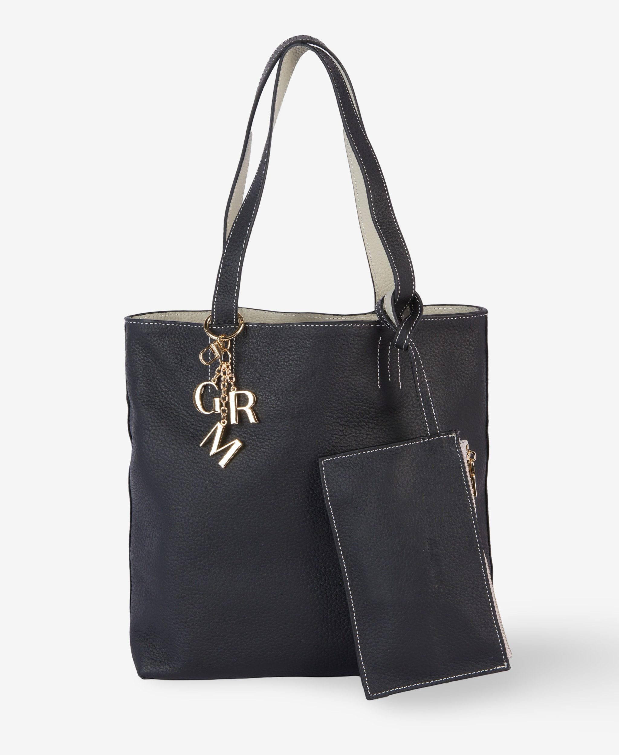 GLAMIRA Schultertasche DailyCompanion Schwarze Schultertasche (Set, 2-tlg., mit Geldbörse), echt Leder, doppelseitige Nutzung