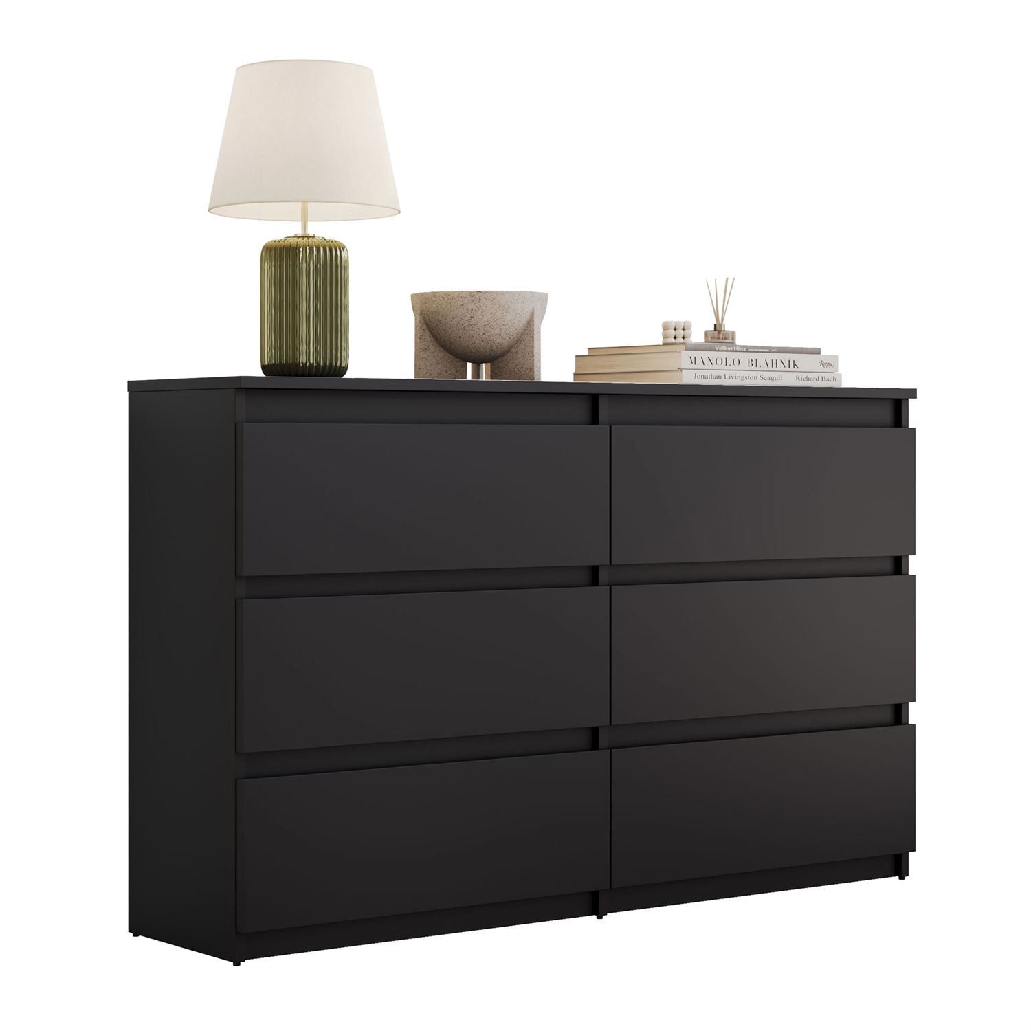 Lookway Kommode HANA M6– elegante Kommode mit geräumigen Schubladen, Breite: 120 cm und 140 cm, Höhe: 74,7 cm, Tiefe: 30 cm oder 40 cm