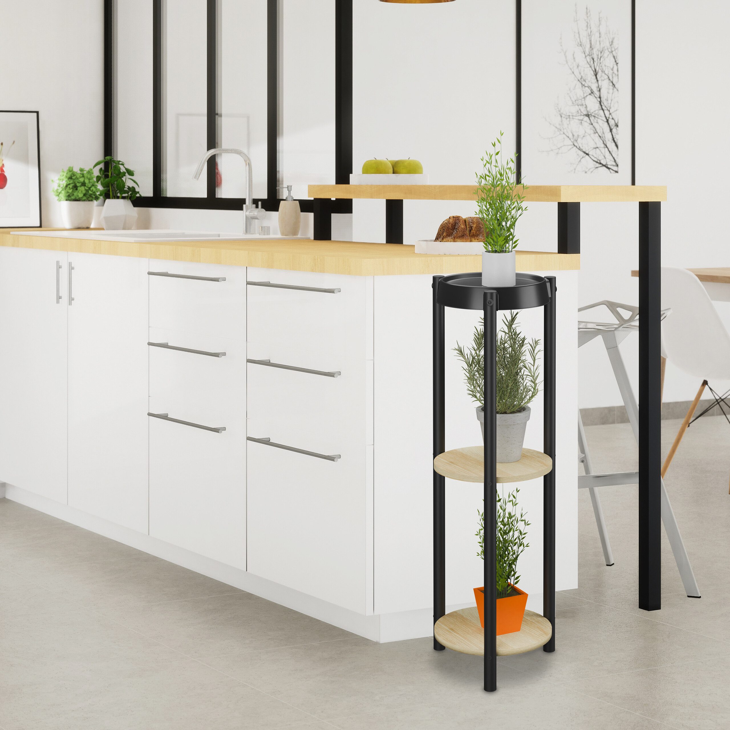 relaxdays Pflanzentreppe Pflanzenständer mit 3 Ablagen günstig online kaufen