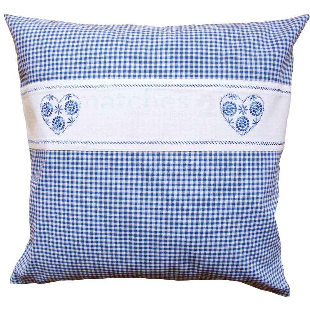 matches21 HOME & HOBBY Kissenbezüge Kissen-Bezug Landhaus-Stil blau kariert 40x40 cm Baumwolle-Mix, (1 Stück), Wohnzimmer Kissen-Hülle als Deko-Kissen Zier-Kissen Sofa-Kissen
