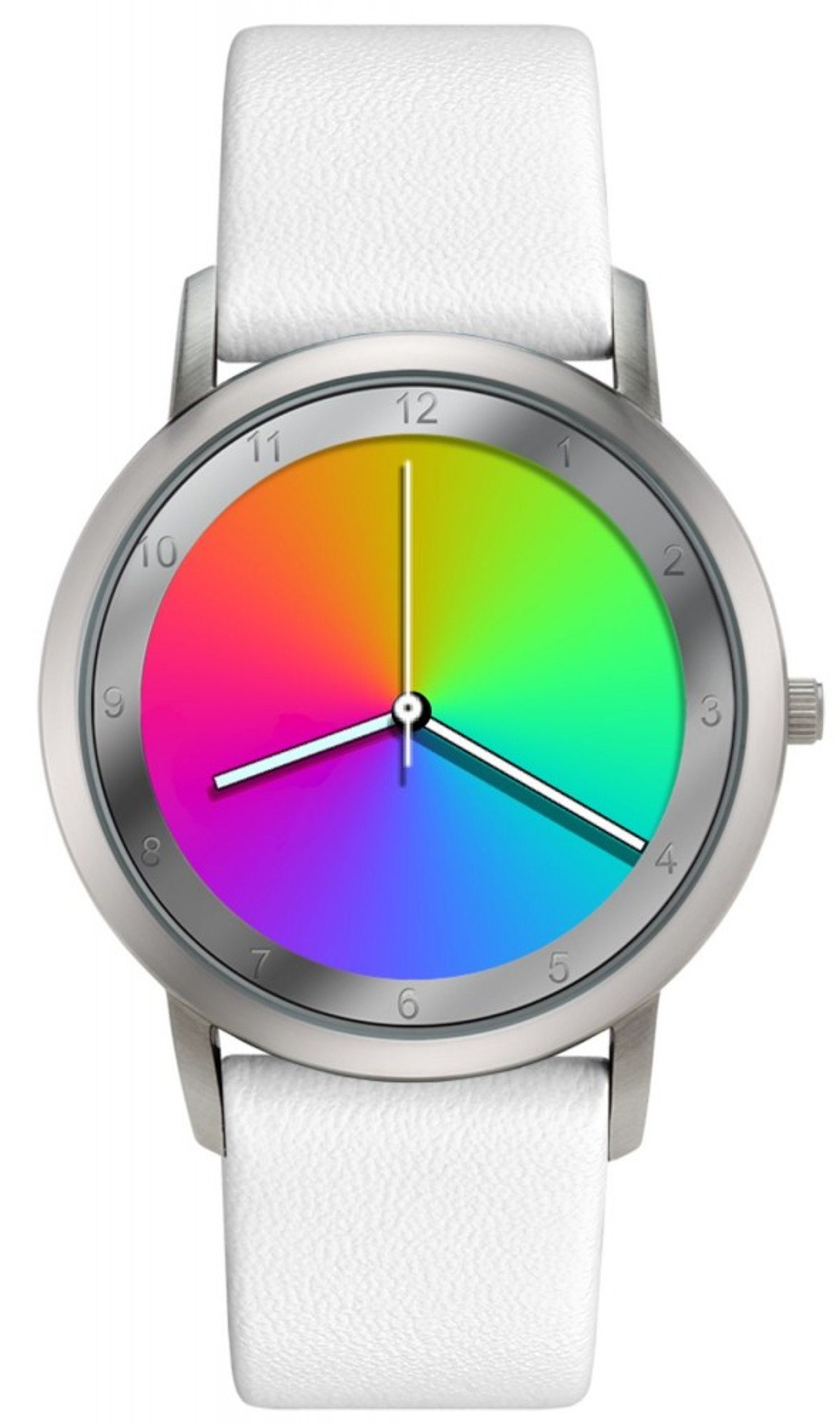 gamma weißes Rainbow Quarzuhr Avantgardia Watch Leder