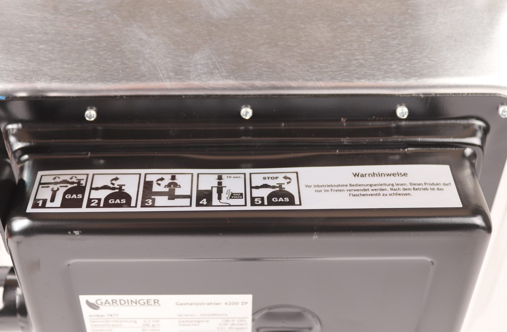 GARDINGER Heizstrahler Gasheizstrahler 4200 ZP Infrarot mit Piezozündung mit Regler, 4200 W