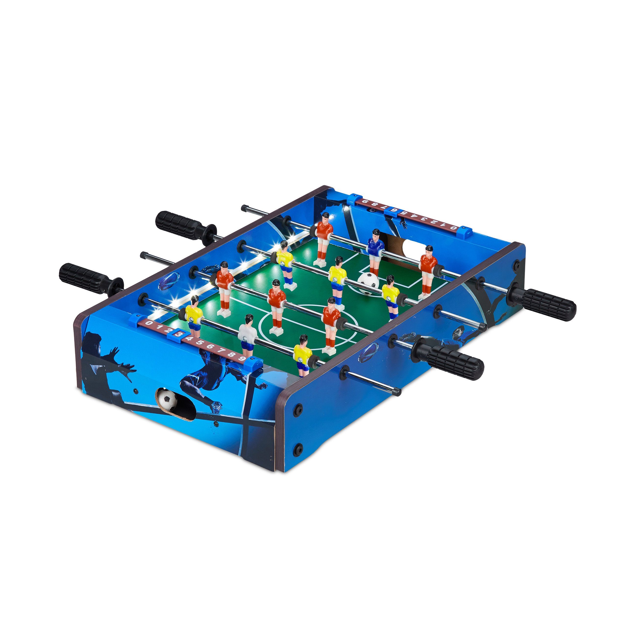 relaxdays Tischfußballspiel Tischkicker LED