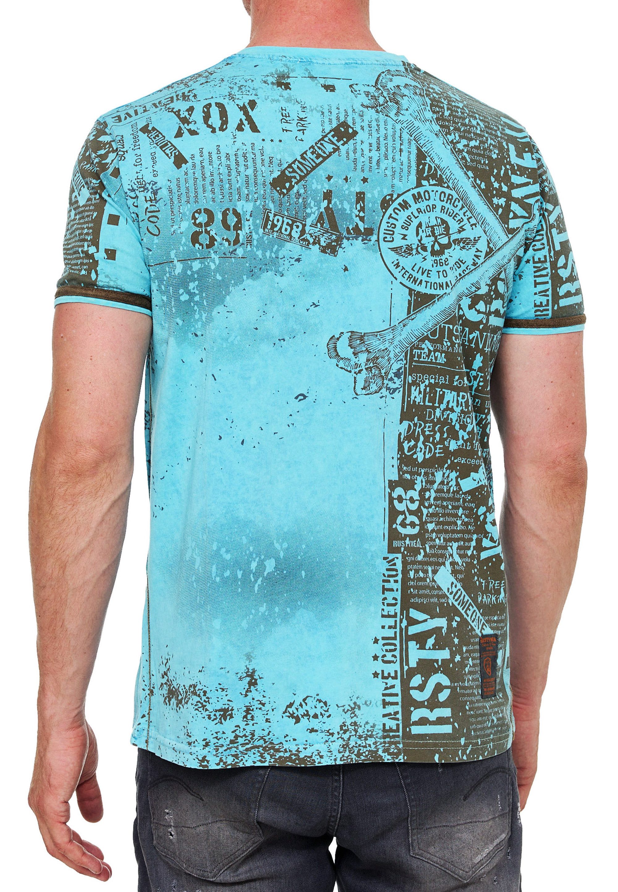 R-NEAL T-Shirt Designer Herren T-Shirt Verwaschen günstig online kaufen