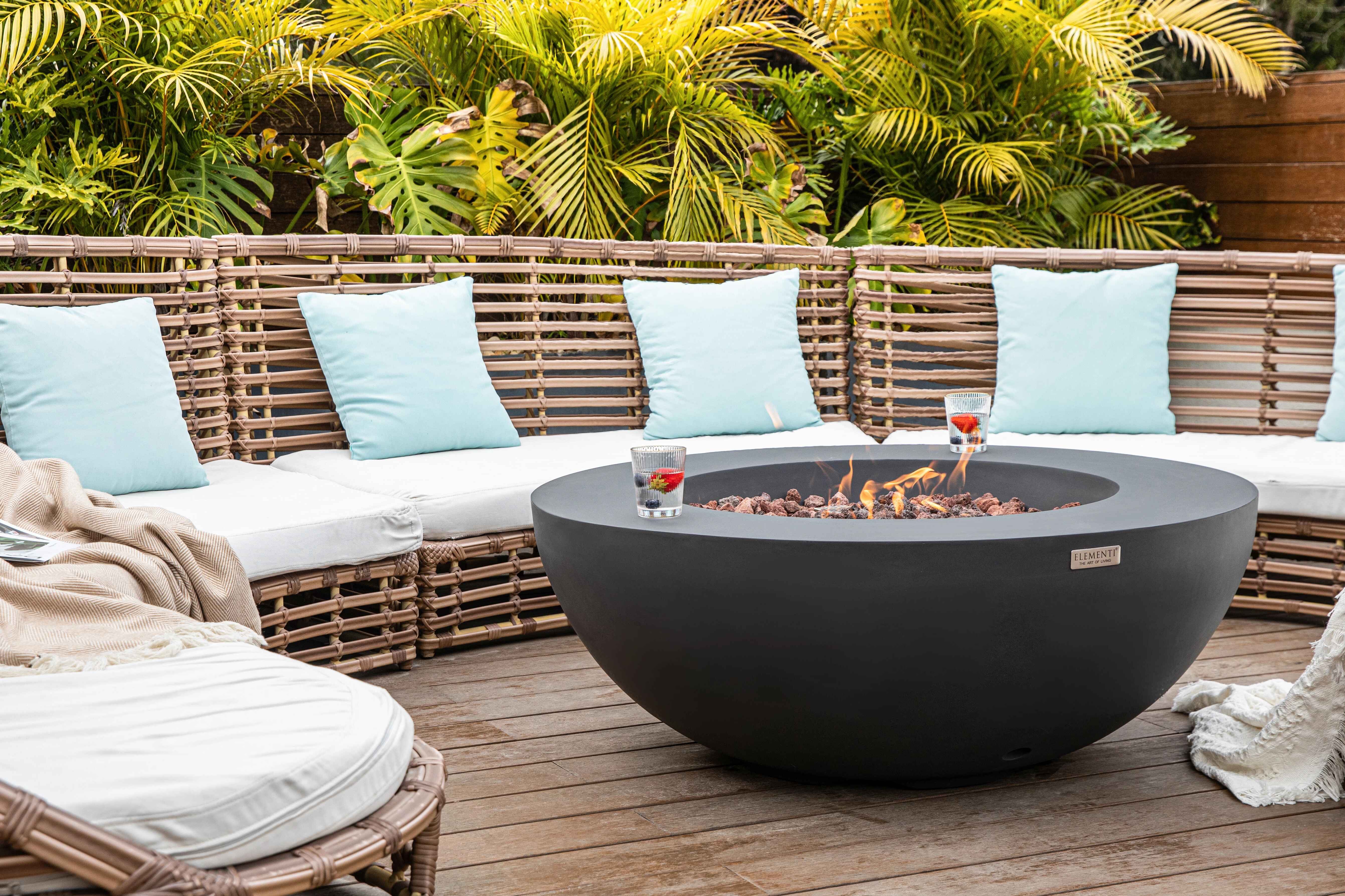 ELEMENTI Feuertisch LUNAR BOWL Feuerstelle aus Beton - Komplett Set mit Zubehör, (SET, 1-St., inkl. mehreren Komponenten), Beton,(107x107x40cm)