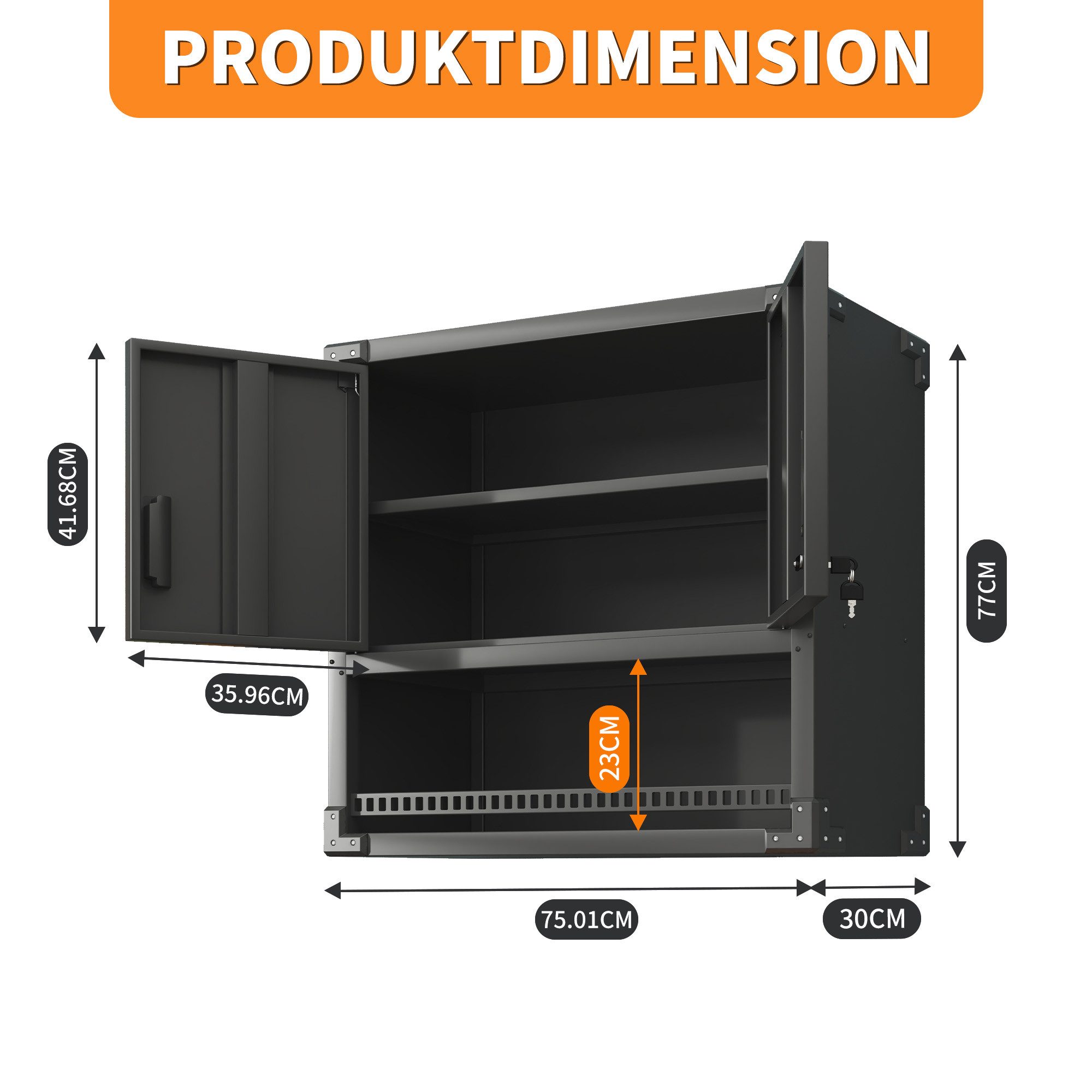 bizoemade Wandhängeschrank Hängeschrank Metall Werkzeugschrank, 77x75x30cm, günstig online kaufen