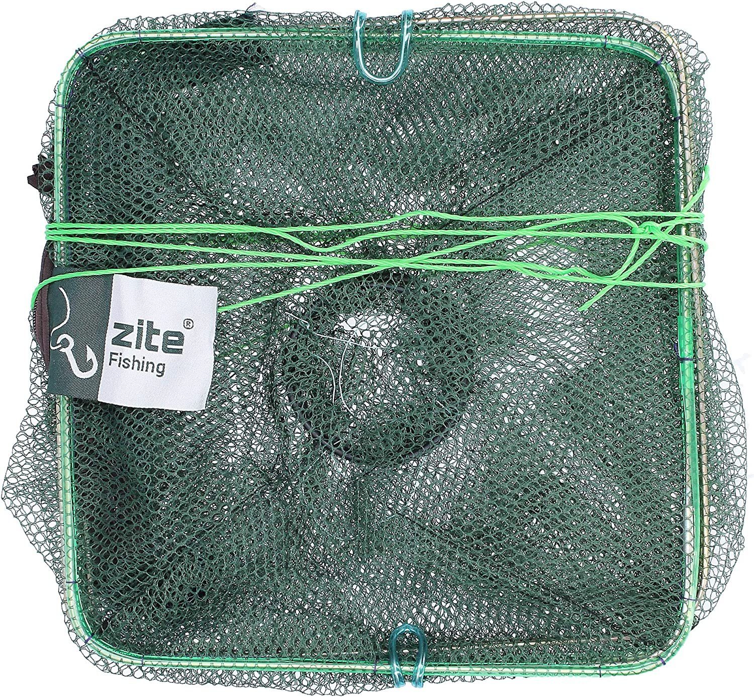 Zite Keschernetz Köderfischreuse Eckig, mit großem Entnahme-Reißverschluss und Futterbeutel