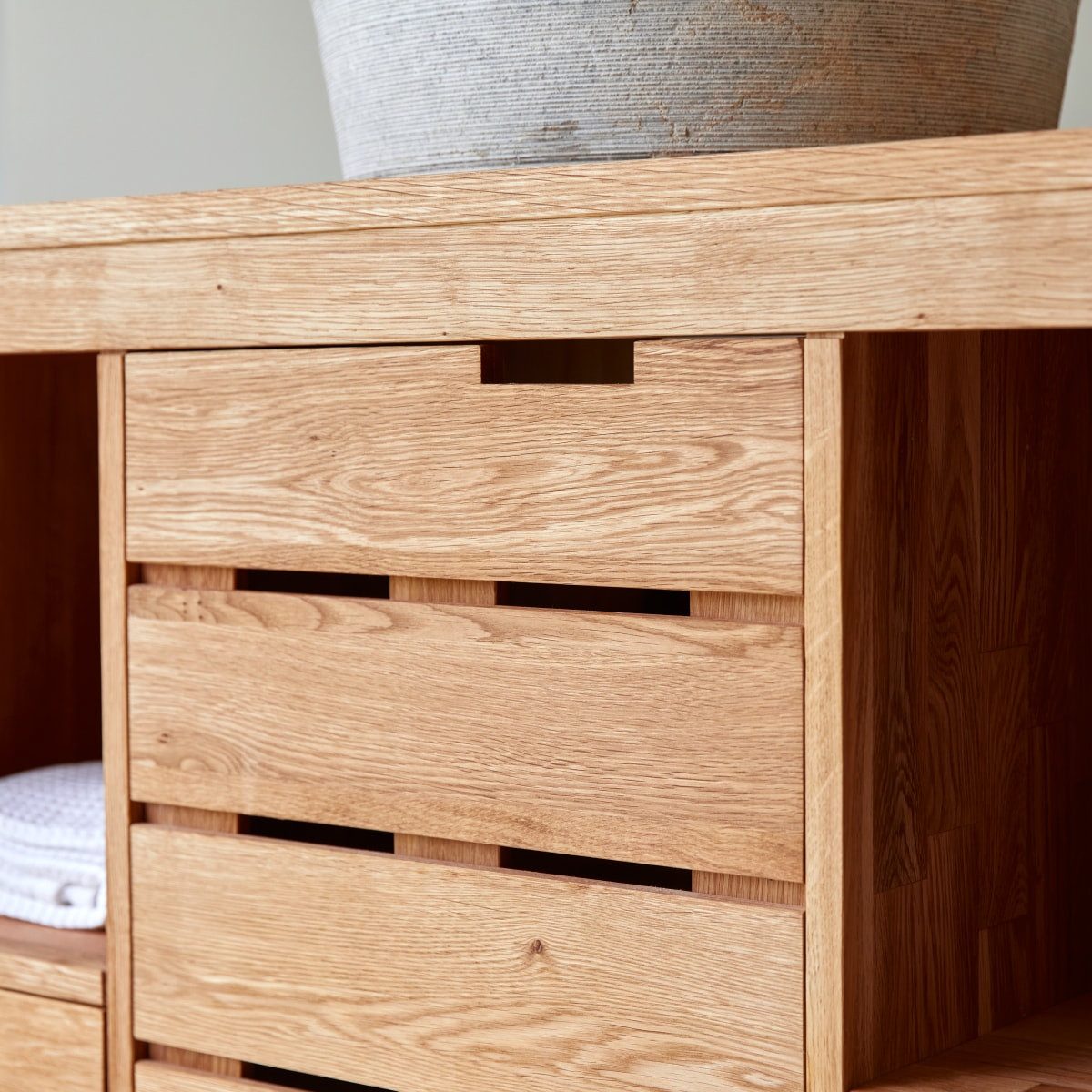 Tikamoon Waschtisch Waschtisch Waschbeckenschrank Badezimmer Unterschrank massiv Holz Eich