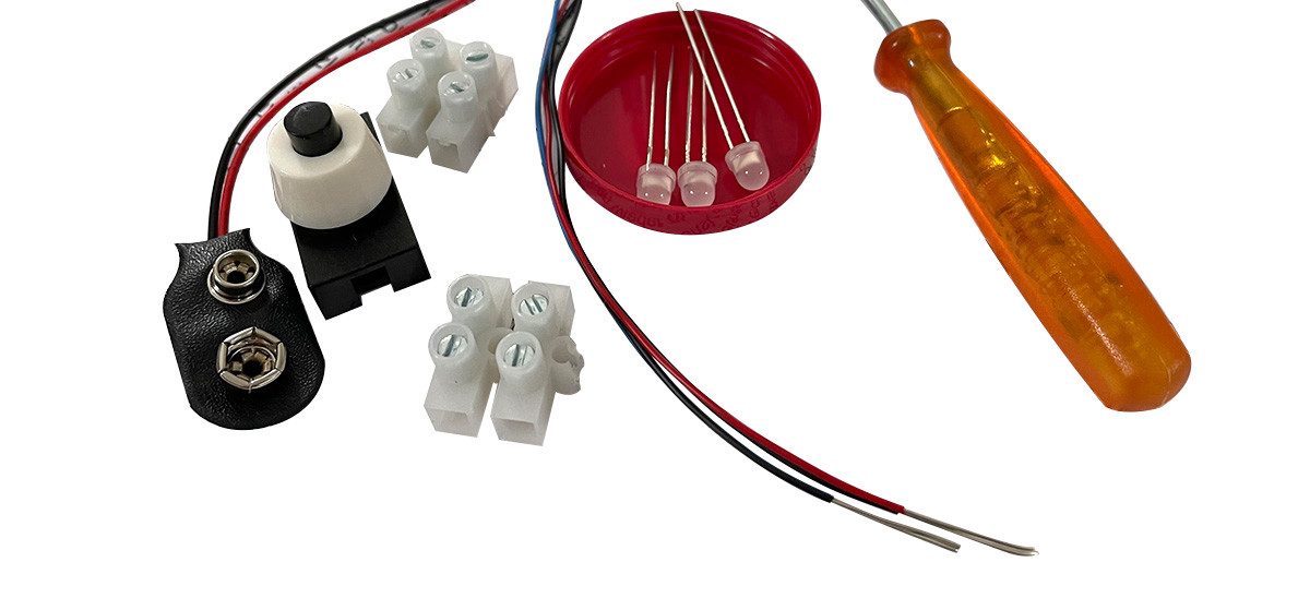 myExperimentSet Experimentierkasten "Stromkreis mit LEDs, Serien- und Parallelschaltung ohne Batterien", (Elektro-Schul-Set, für 1 Schüler-tlg., ohne Batterien), inklusive Anleitung