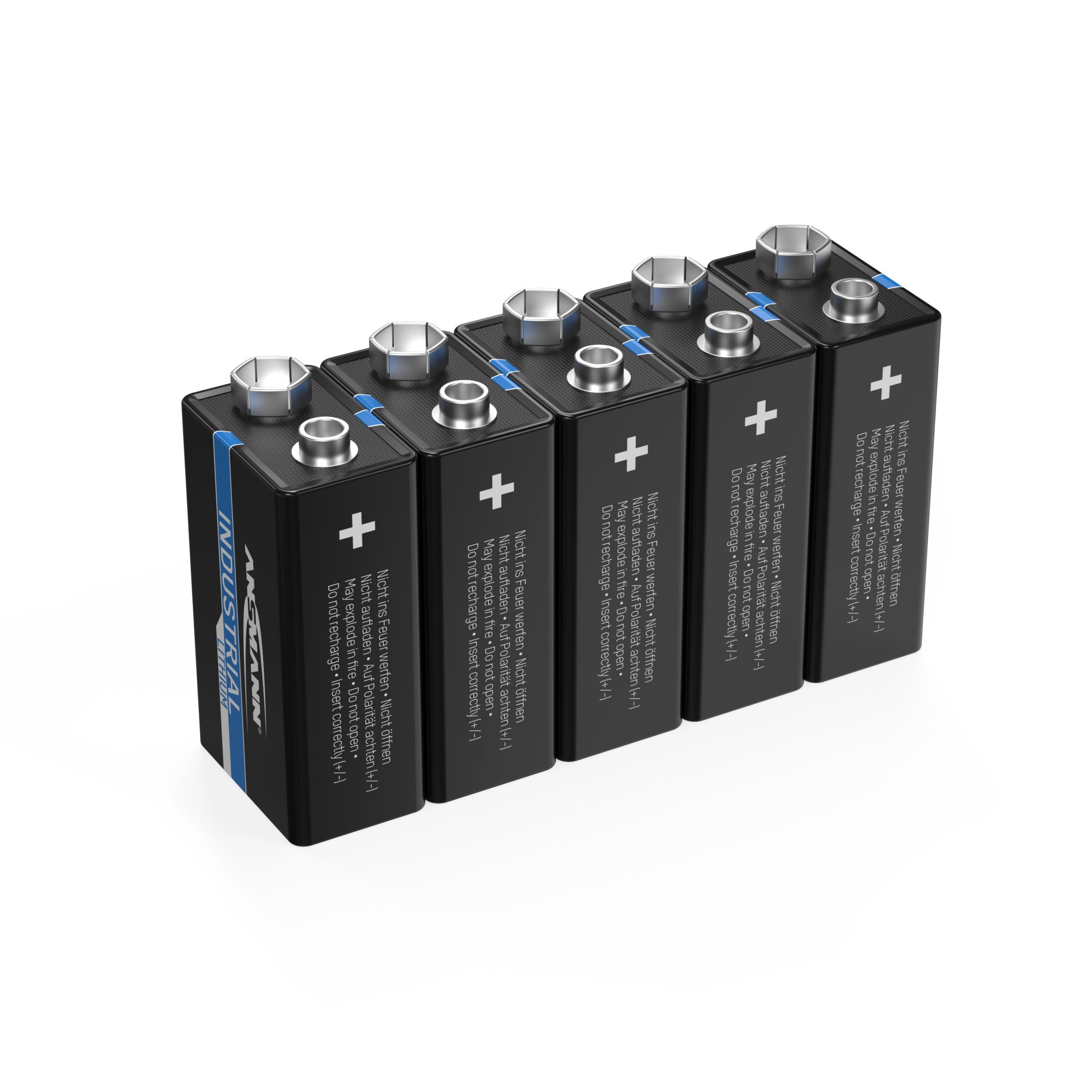 ANSMANN® 5x Industrial Lithium Batterie 9V E-Block – 6FR22 (5 Stück) Batterie