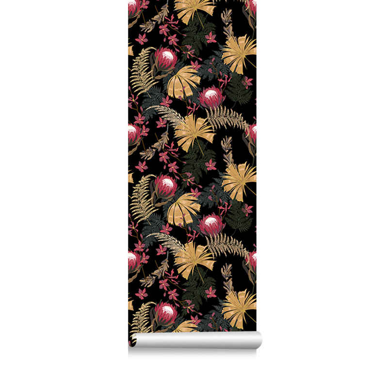 HIBNOPN Wandsticker Selbstklebende Tapete Klebefolie für Dschungel Blumen Deko 45cm X 1.5m (2 St)