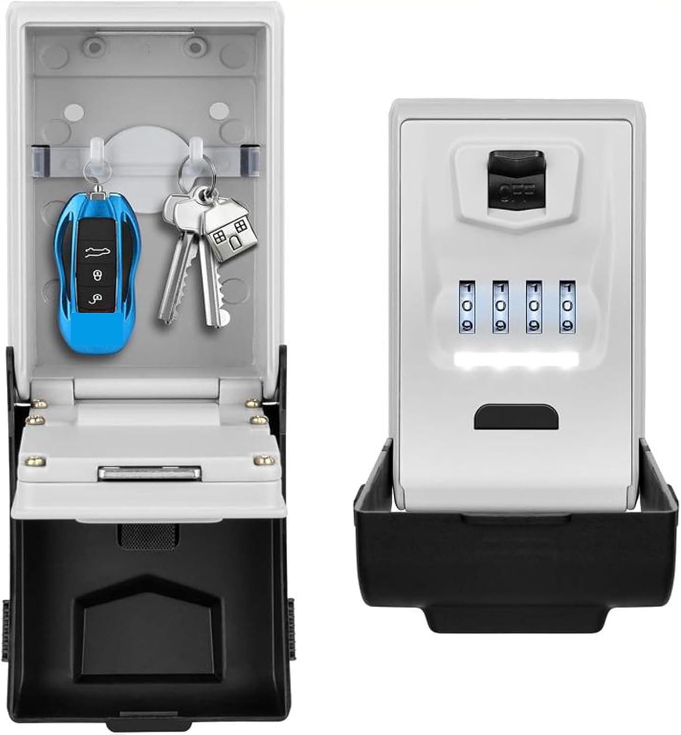 AURIVION Schlüsselkasten Schlüsseltresor mit beleuchtetem Zahlencode wasserdicht außen (Set, 10 St., Wetterfester Schlüsselsafe mit Zahlencode für Haus & Garage), Große Schlüsselbox robust & sicher für Außenbereich