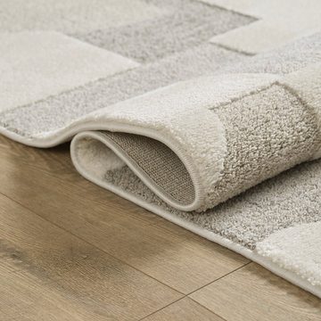 Teppich Designer Teppich in Creme mit geometrischen Mustern, TeppichHome24, rechteckig