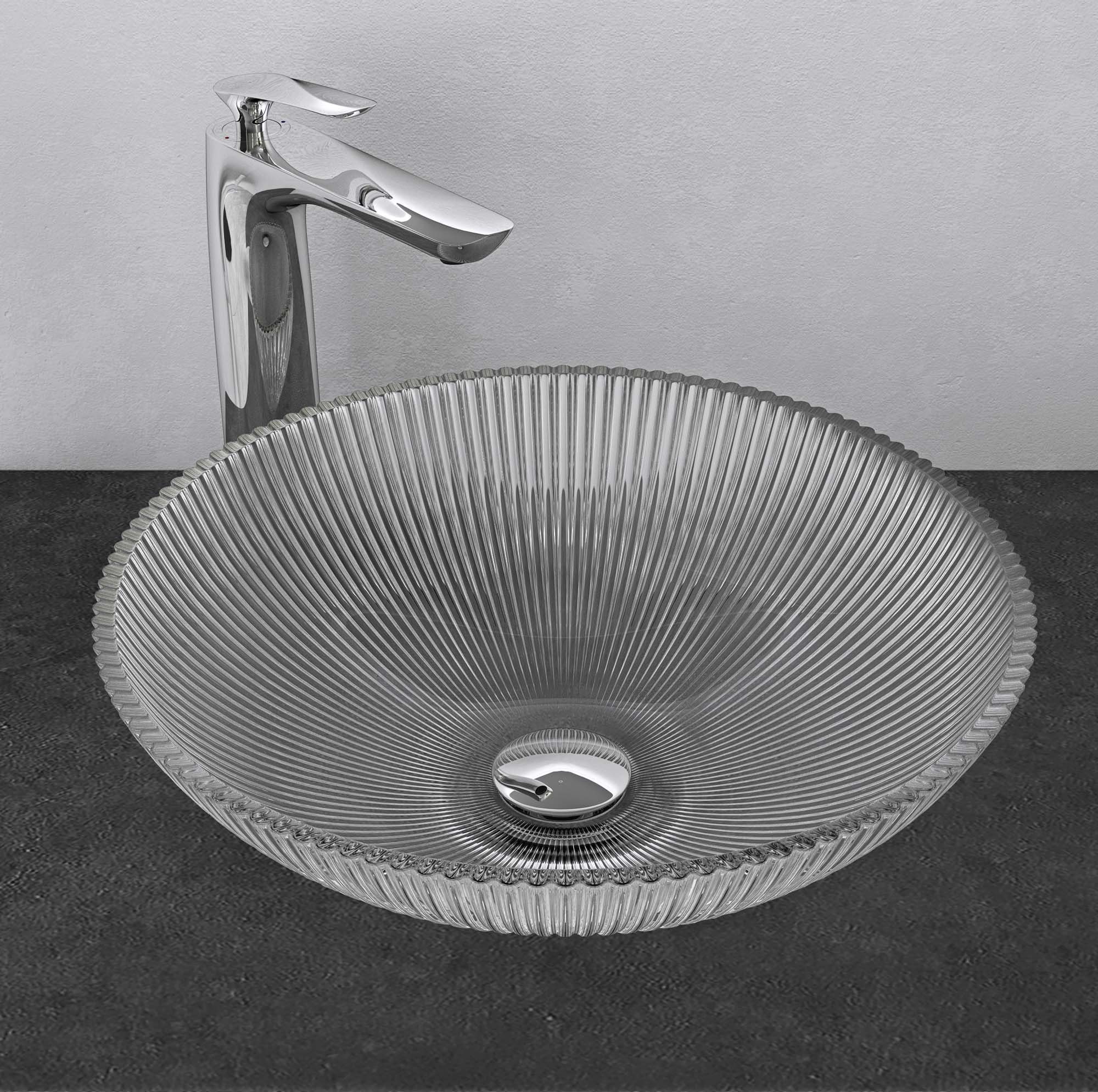 Mai & Mai Aufsatzwaschbecken Glaswaschbecken Glas Waschplatz Handwaschbecken Minerva06, leichte Reinigung, ohne Überlauf
