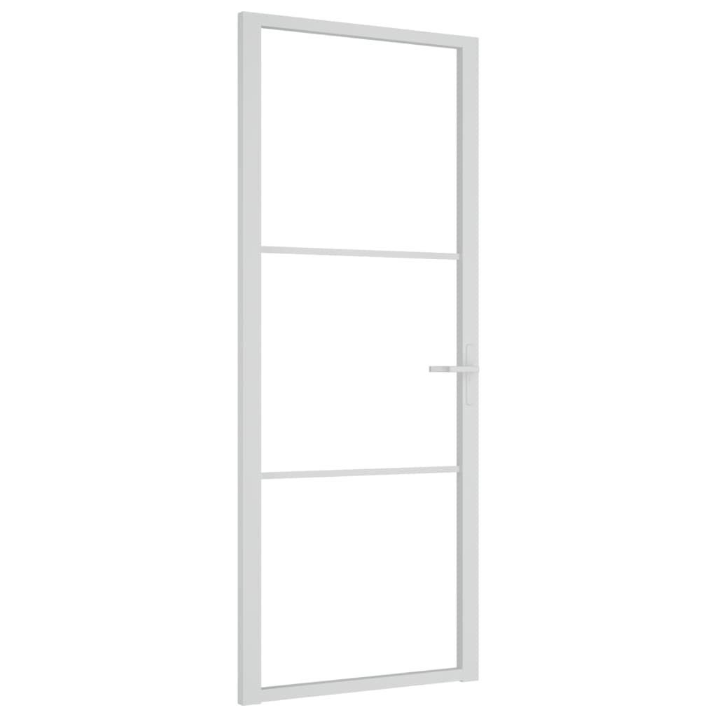 vidaXL Zimmertür Innentür 83x201,5 cm Weiß ESG-Glas und Aluminium Zimmertür Glastür