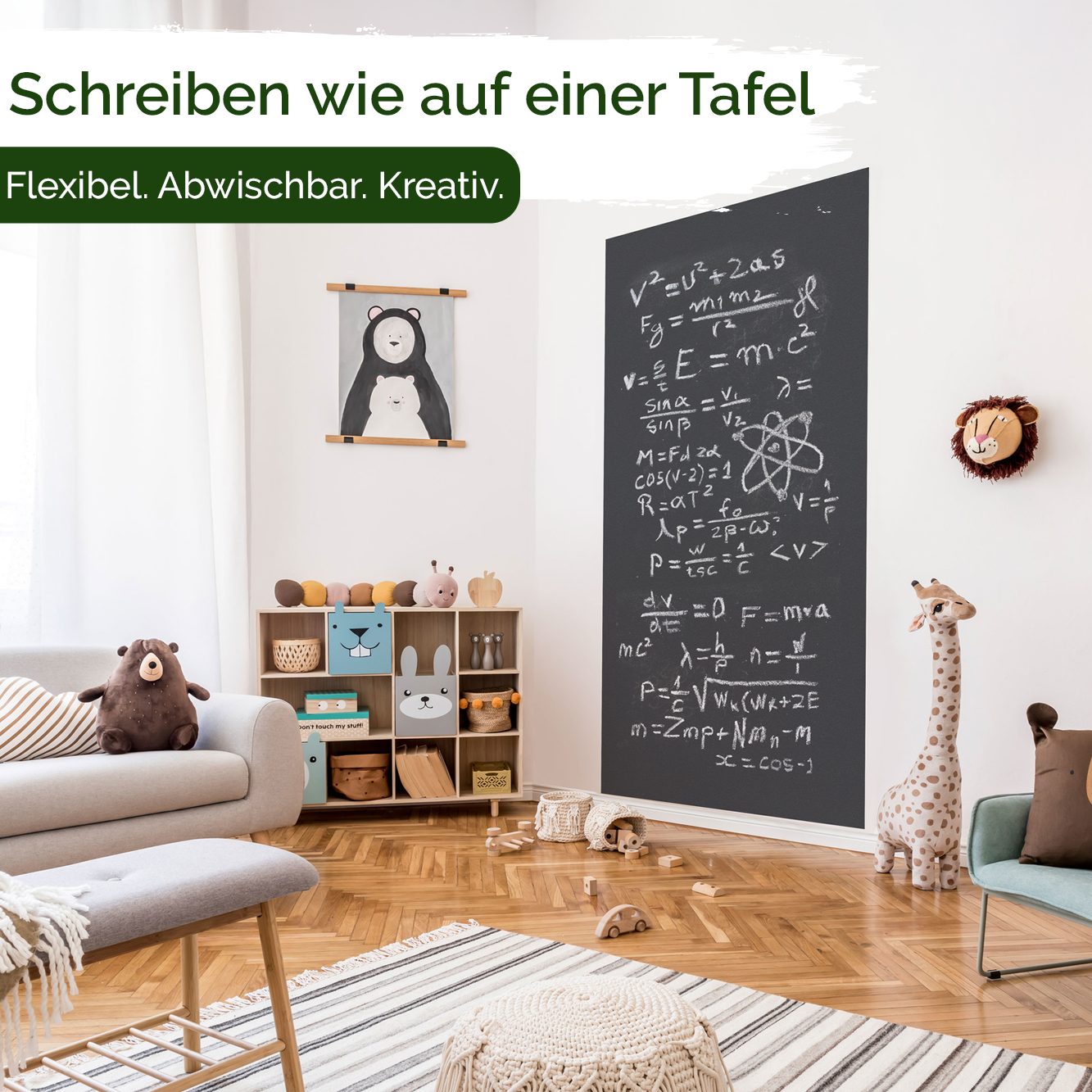 Veluxis Tafelfolie Veluxis® Tafelfolie selbstklebend 200 x 45 cm, (1 St), Schwarz Matt - abwischbar – inkl. 5 Kreidefarben I Zuschneidbar