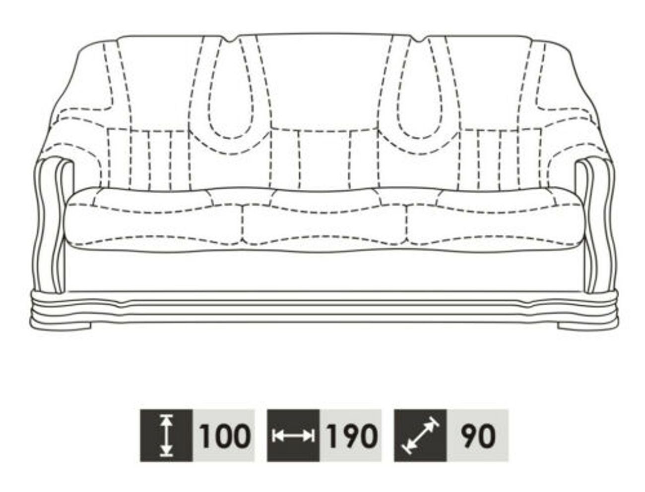 Ledersofa 3 Polster Couch Sofa Dreisitzer Leder JVmoebel 3-Sitzer, Klassische Sitzer