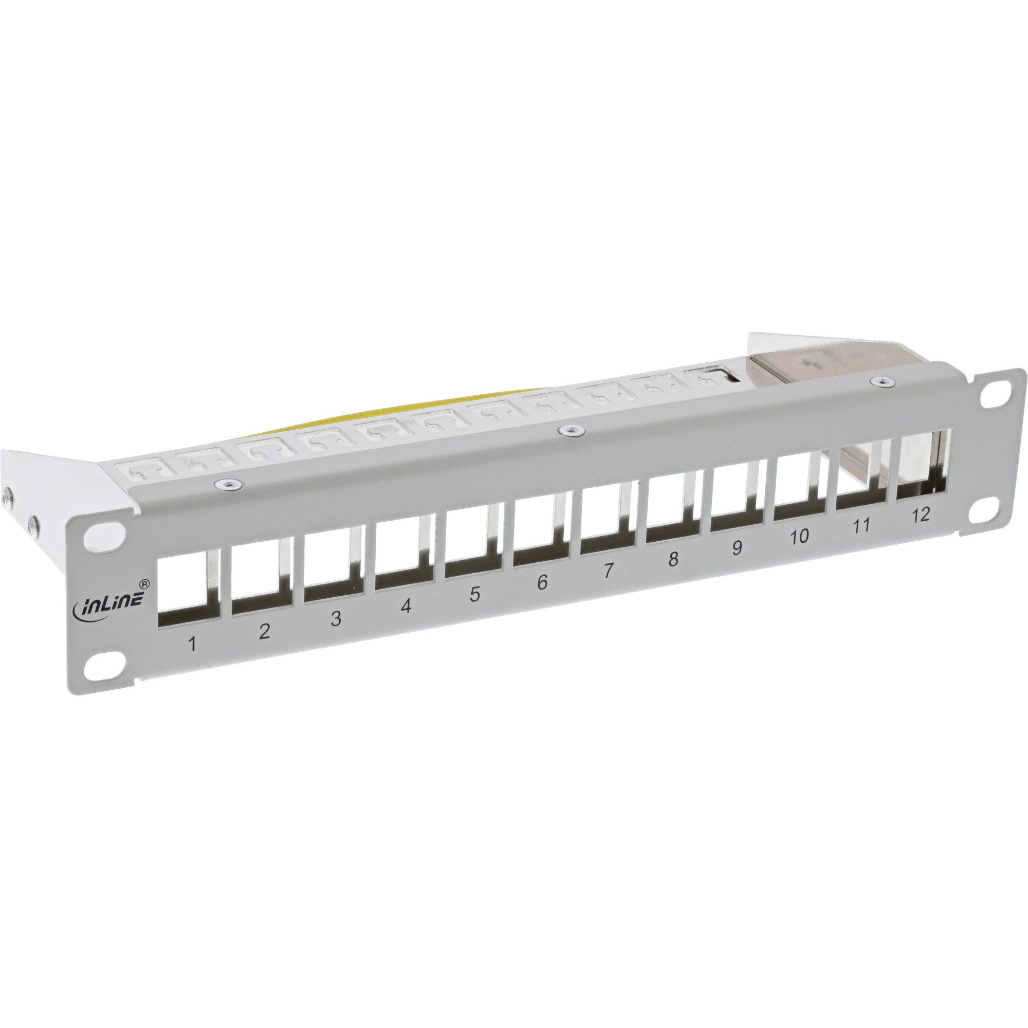 InLine® 10" Patchpanel Leerblech 12-fach für Keystone Module 1HE RAL 7 Netzwerk-Patch-Panel
