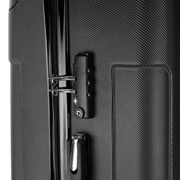VINGLI Kofferset 3 teilig, 3 in 1 tragbarer ABS Trolley Koffer, Reisekoffer, Schwarz, 4 Rollen, mit viel Stauraum