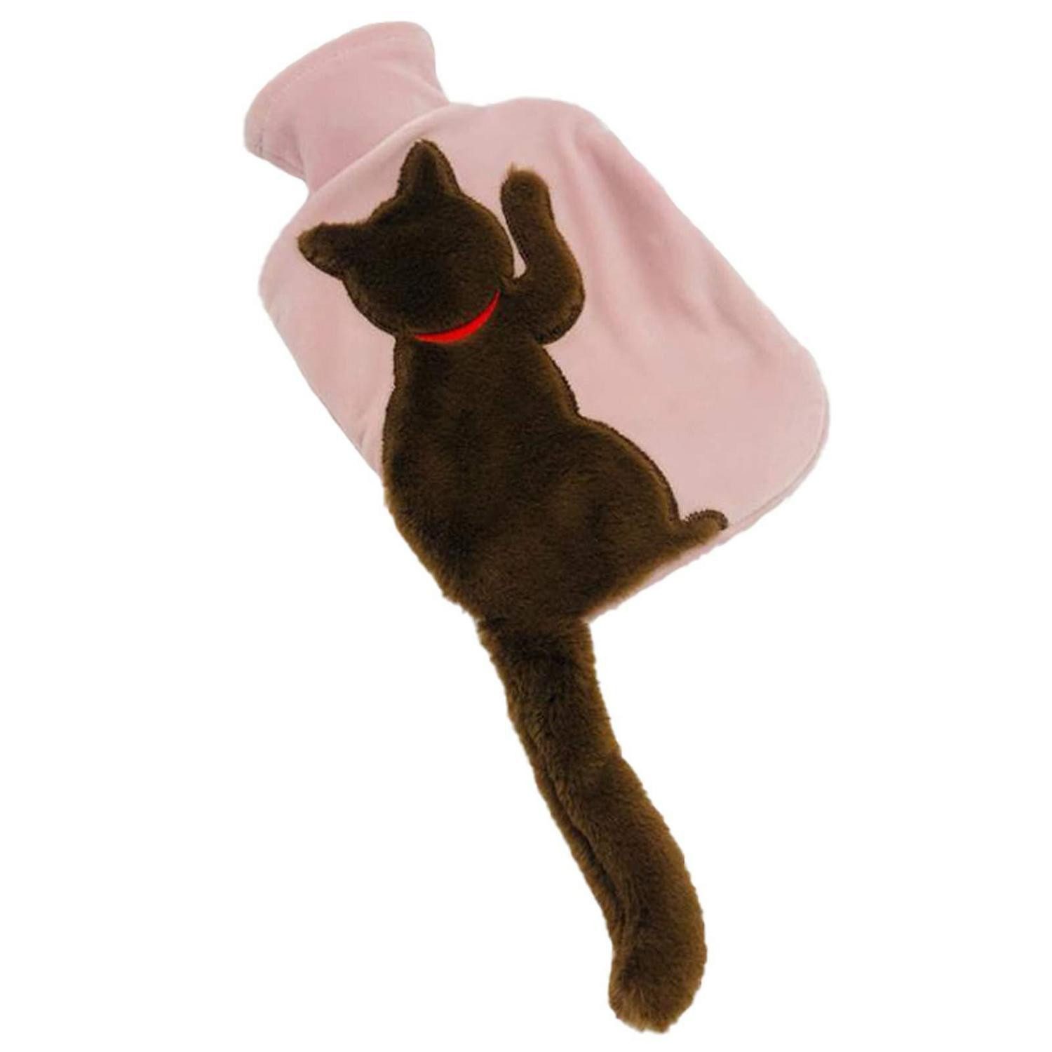LuxusKollektion Wärmflasche Wärmflasche Katze Plüschbezug 1L