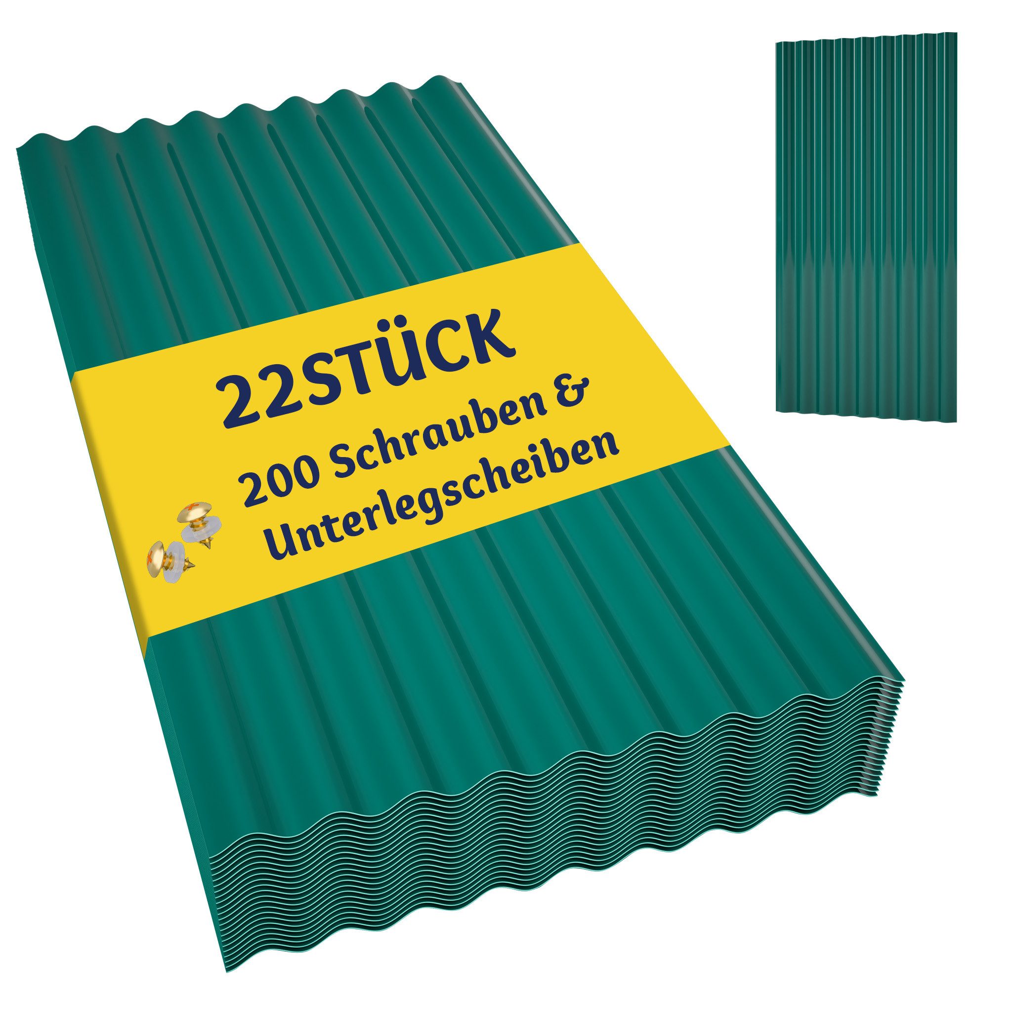 Thanaddo Trapezblech 22-teiliges Set aus trapezförmigen PVC-Wellplatten - 10,12 m²