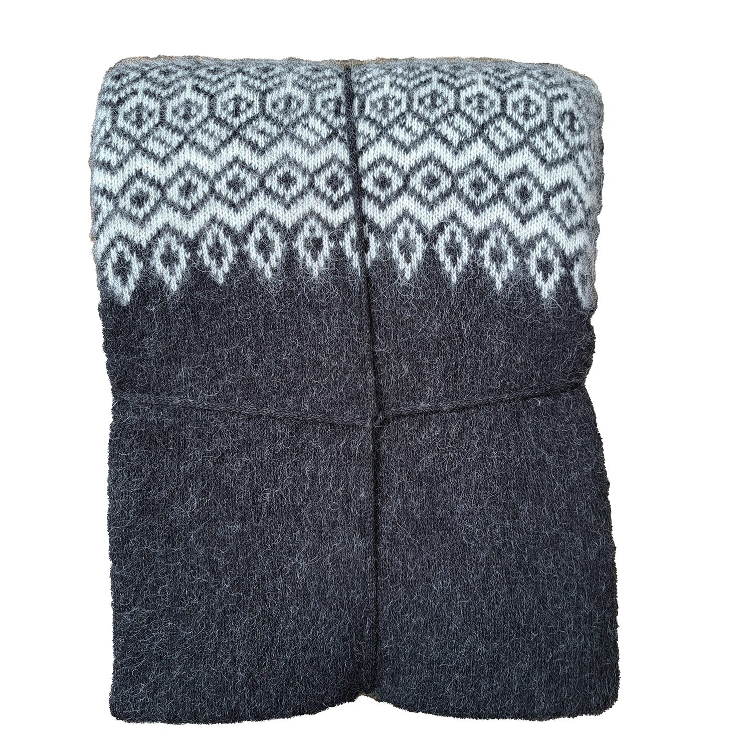 Wolldecke - Isländische Strickdecke Borg - schwarz, KIDKA, - aus rauer isländischer Wolle