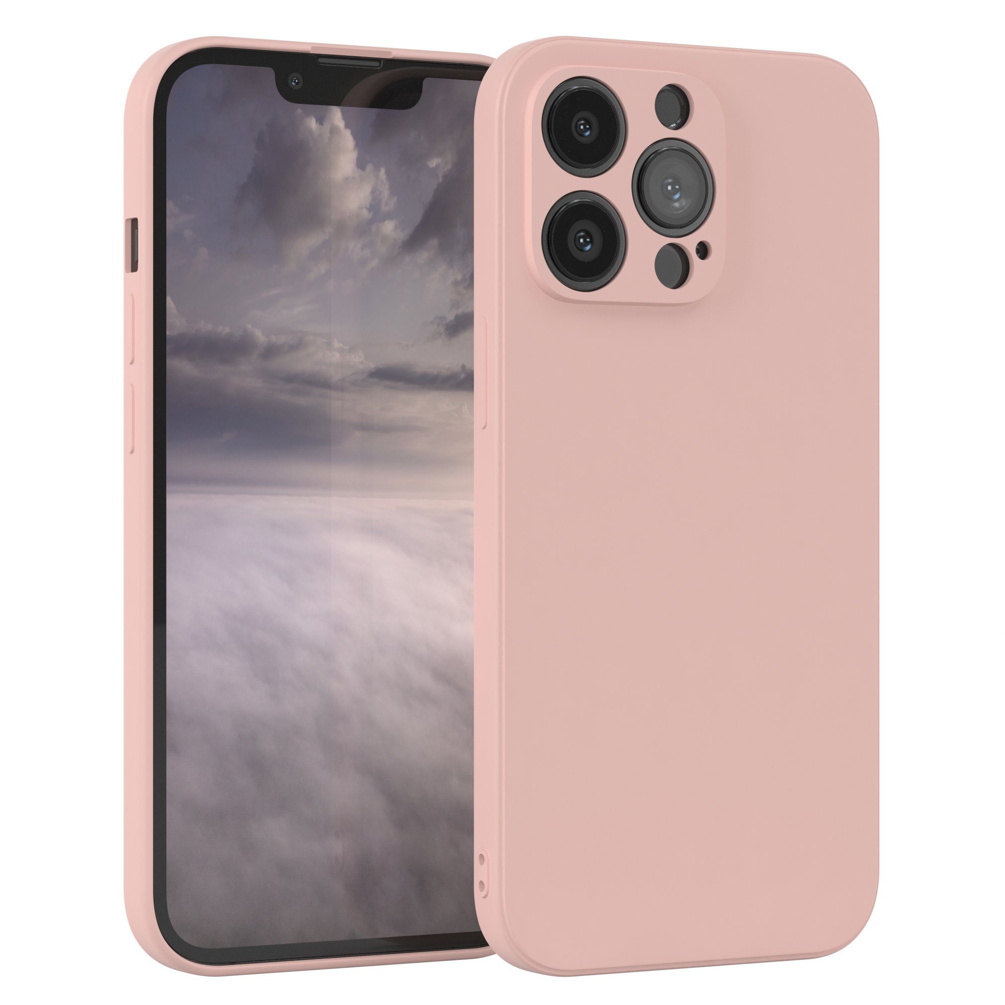 EAZY CASE Handyhülle für Apple iPhone 13 Pro Hülle Silikon 6,1 Zoll, Hülle mit Kameraschutz Bumper Case silikonschutzhülle Rosa / Altrosa